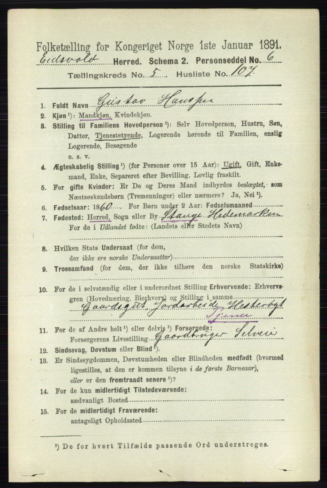 RA, 1891 census for 0237 Eidsvoll, 1891, p. 3653