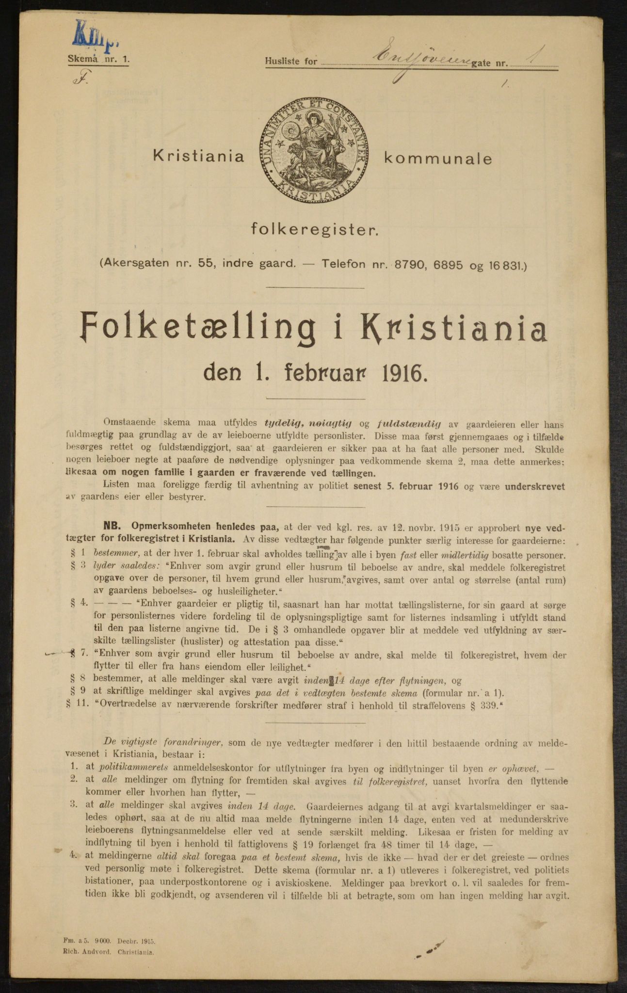 OBA, Municipal Census 1916 for Kristiania, 1916, p. 22314