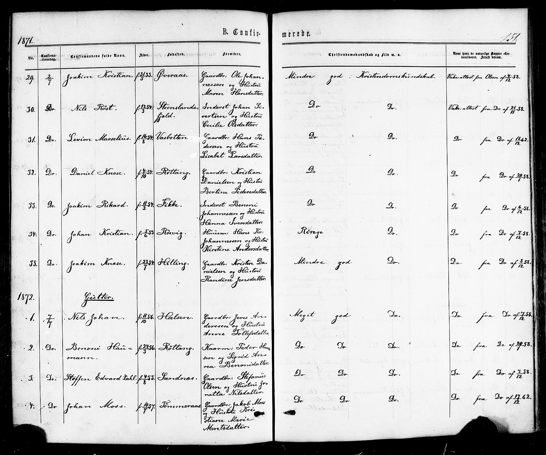 Ministerialprotokoller, klokkerbøker og fødselsregistre - Nordland, AV/SAT-A-1459/859/L0845: Parish register (official) no. 859A05, 1863-1877, p. 151