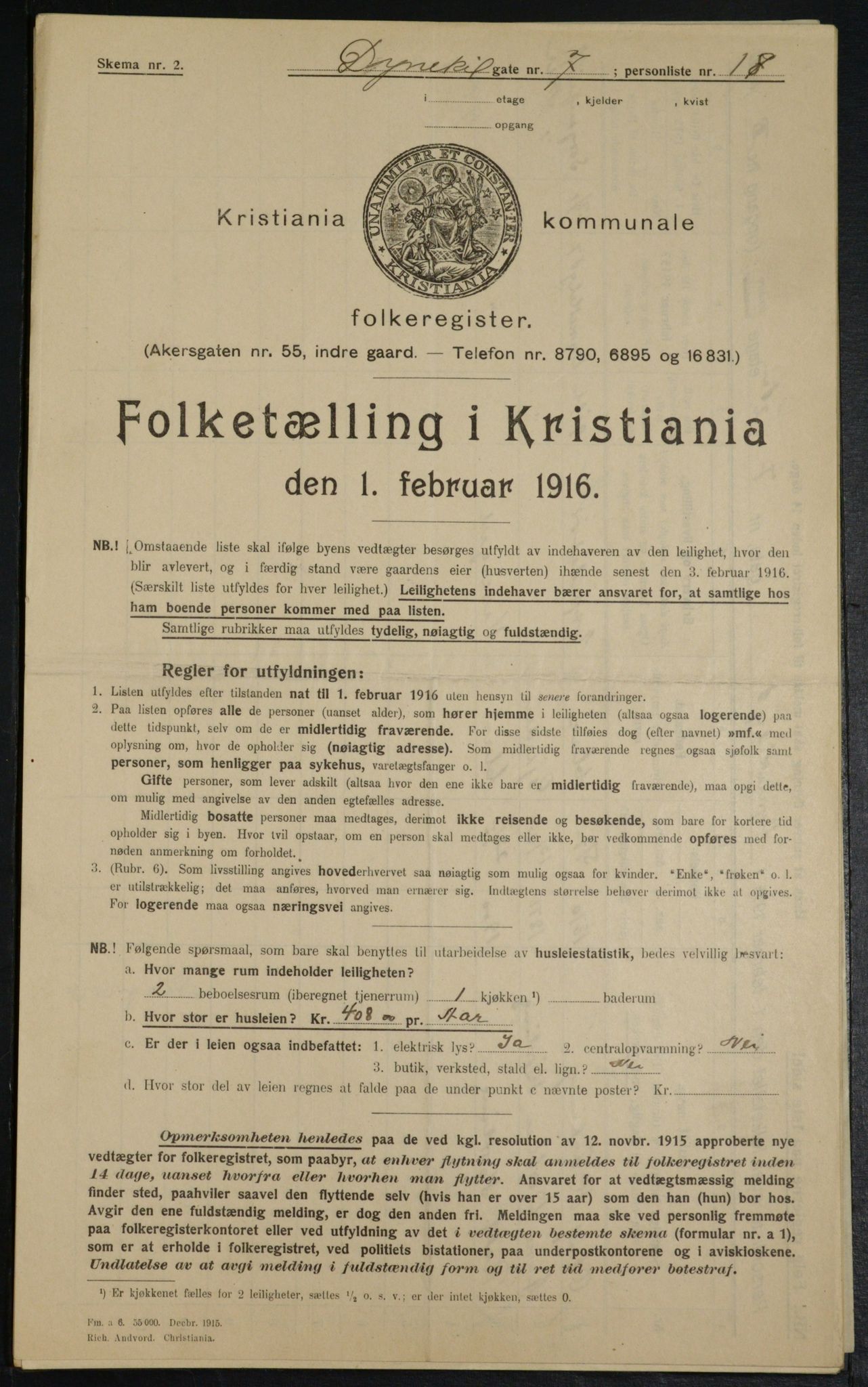 OBA, Municipal Census 1916 for Kristiania, 1916, p. 17640
