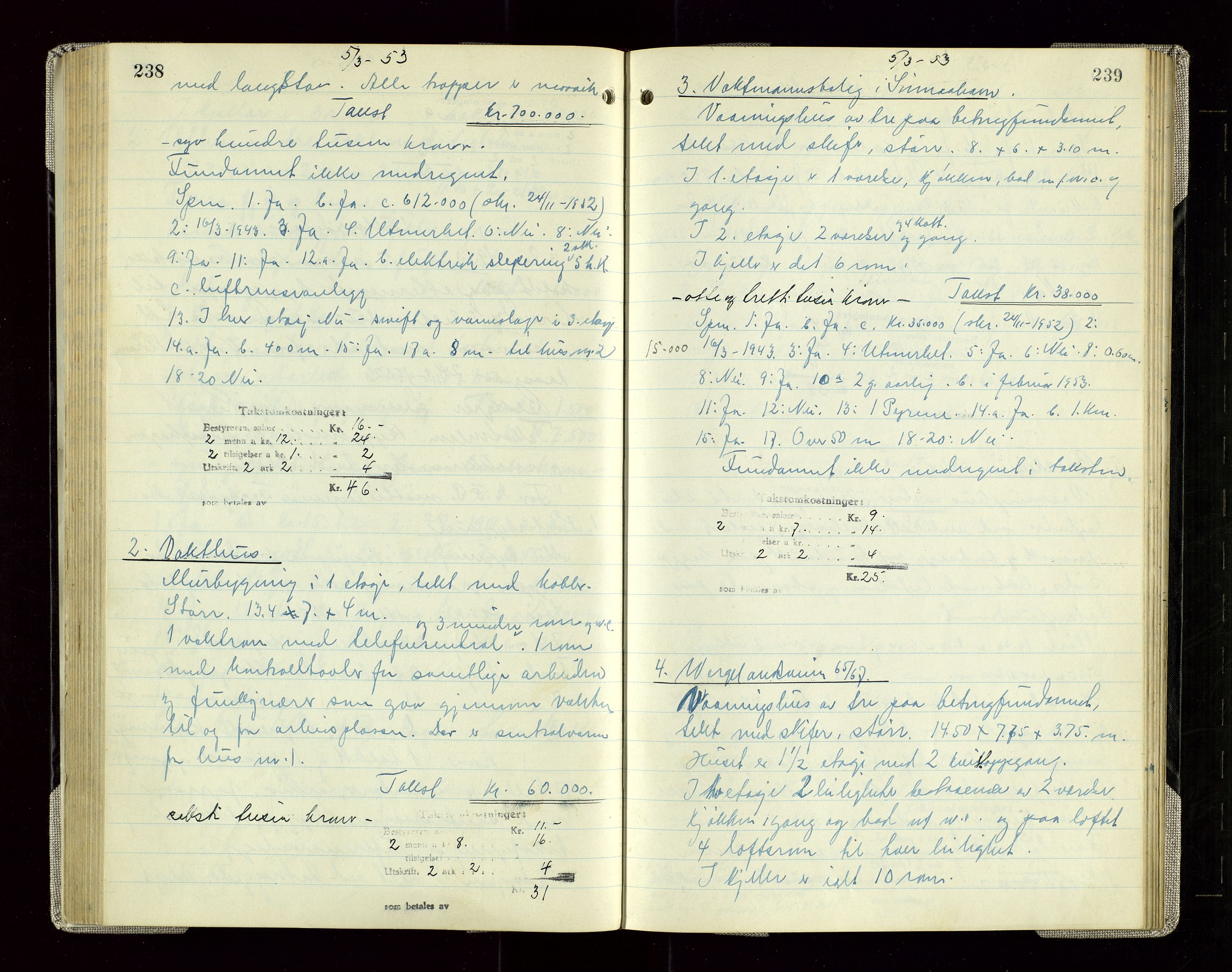 Sauda lensmannskontor, AV/SAST-A-100177/Goa/L0005: "Branntakstprotokoll for Sauda lensmannsdistrikt", 1946-1955, p. 238-239