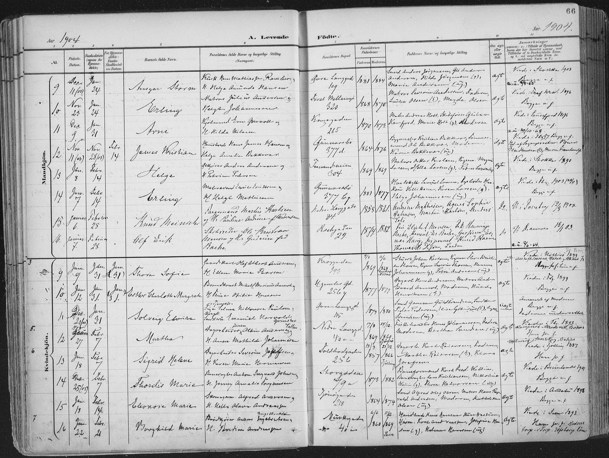 Tønsberg kirkebøker, SAKO/A-330/F/Fa/L0014: Parish register (official) no. I 14, 1900-1913, p. 66
