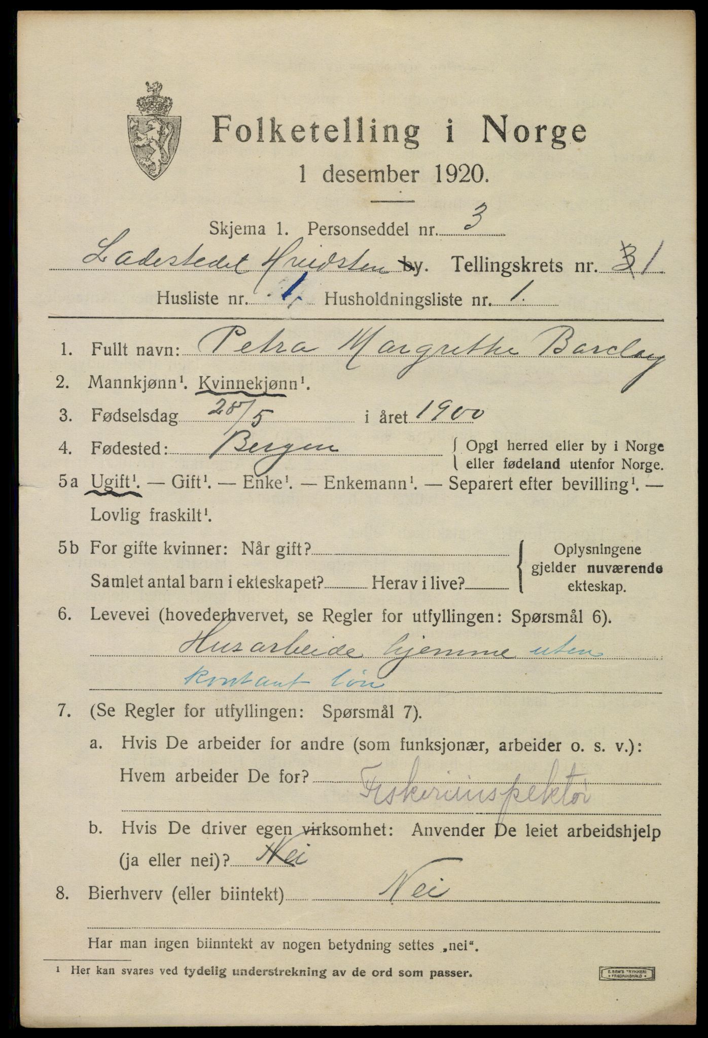 SAO, 1920 census for Hvitsten, 1920, p. 150