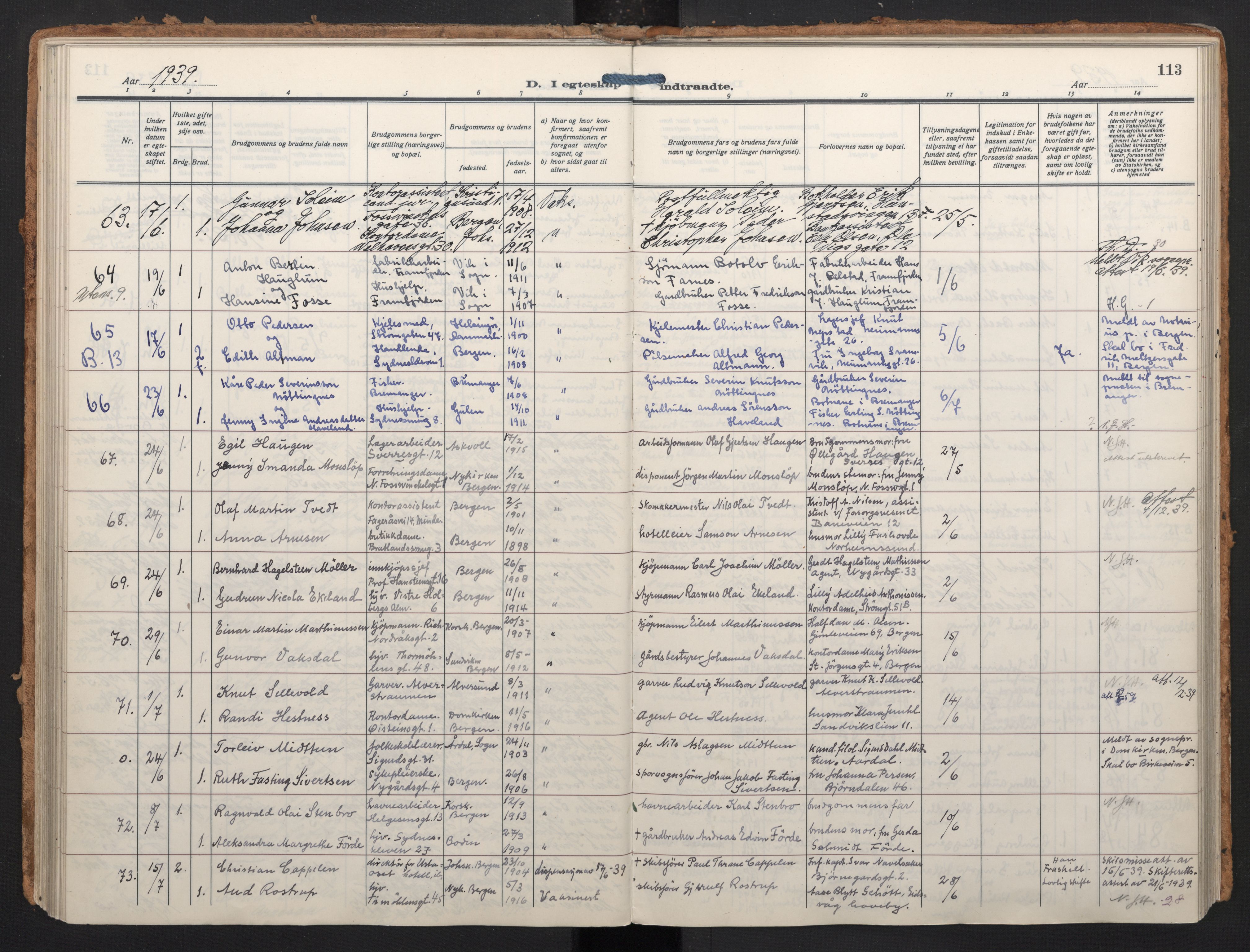 Johanneskirken sokneprestembete, AV/SAB-A-76001/H/Haa/L0014: Parish register (official) no. D 3, 1929-1949, p. 112b-113a