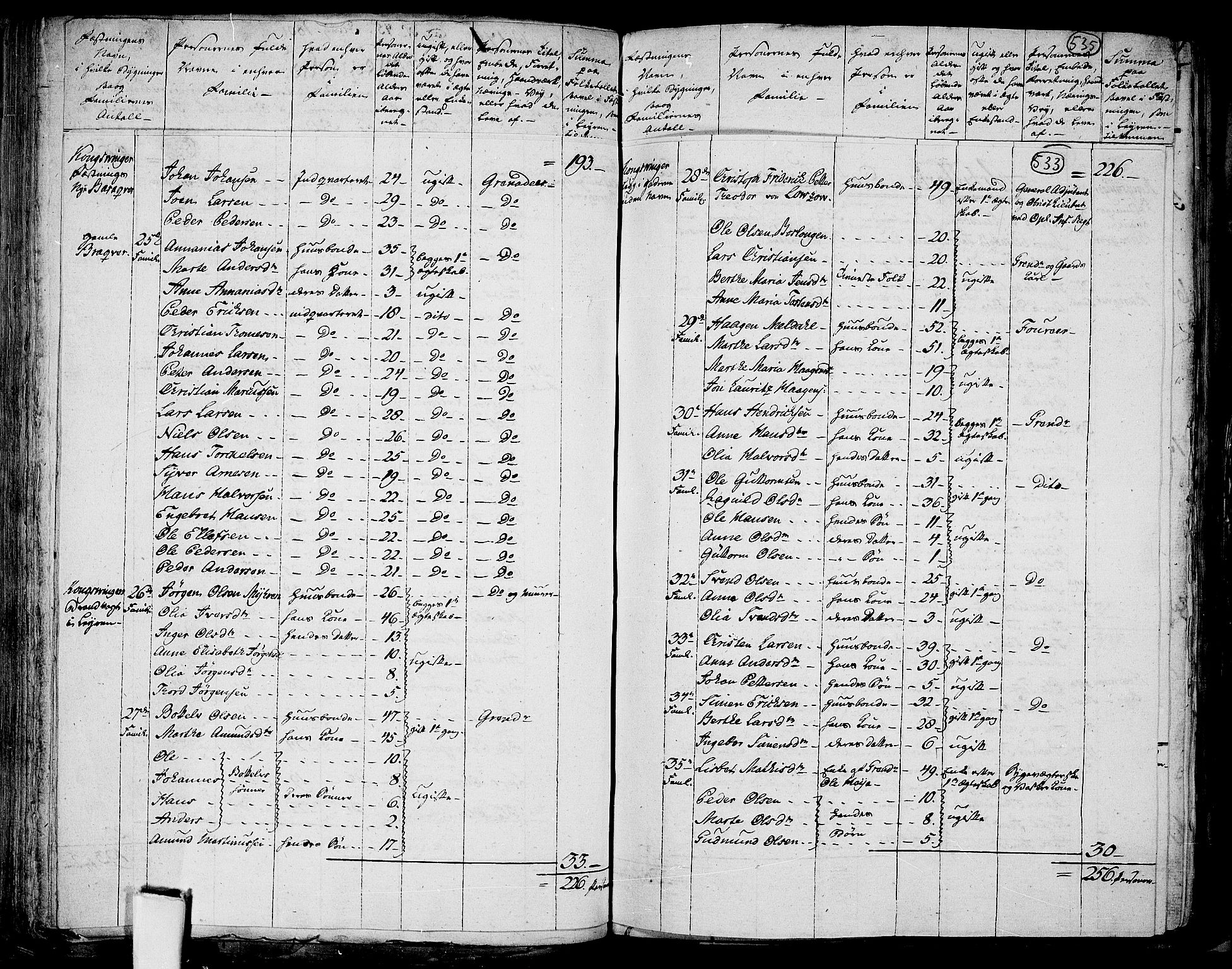 RA, 1801 census for 0421P Vinger, 1801, p. 532b-533a