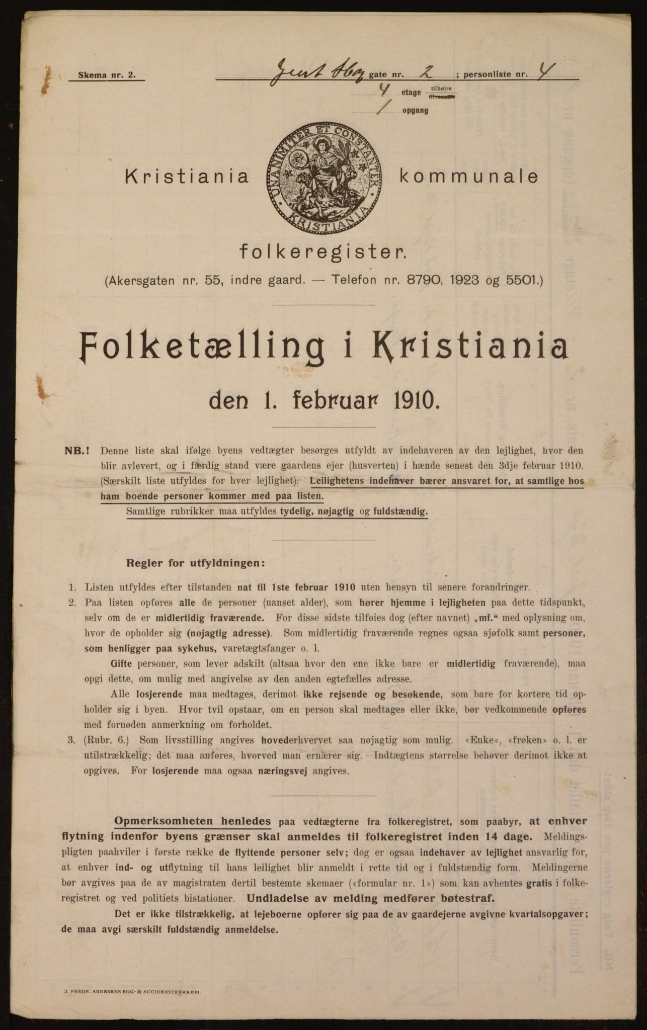 OBA, Municipal Census 1910 for Kristiania, 1910, p. 46293