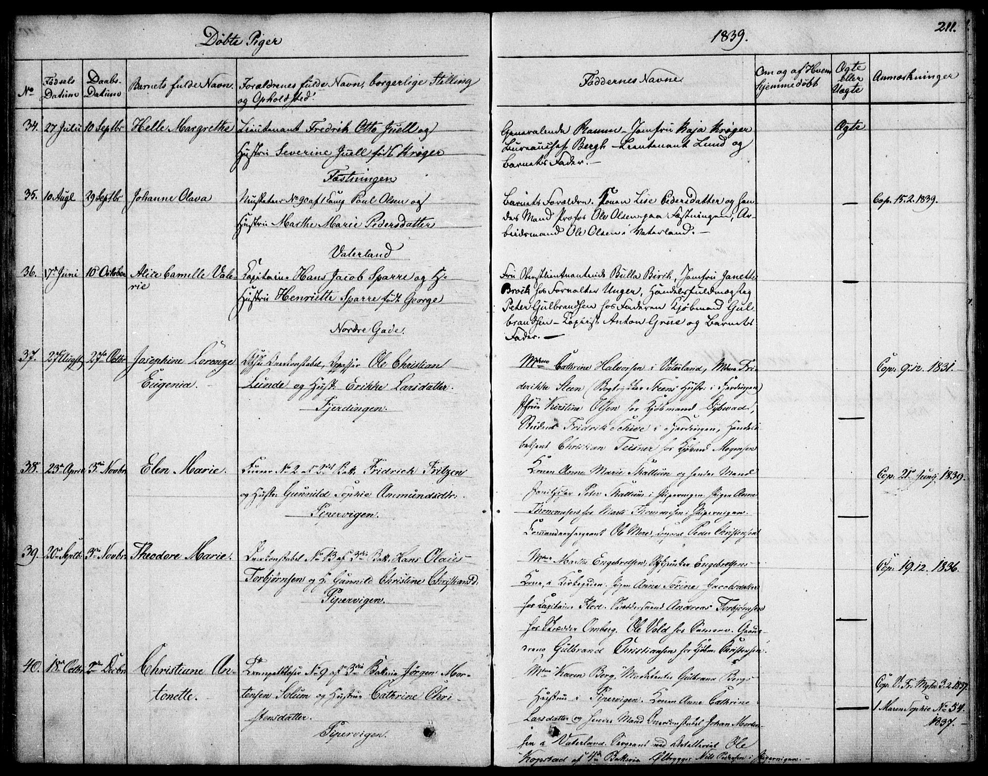 Garnisonsmenigheten Kirkebøker, SAO/A-10846/F/Fa/L0006: Parish register (official) no. 6, 1828-1841, p. 211