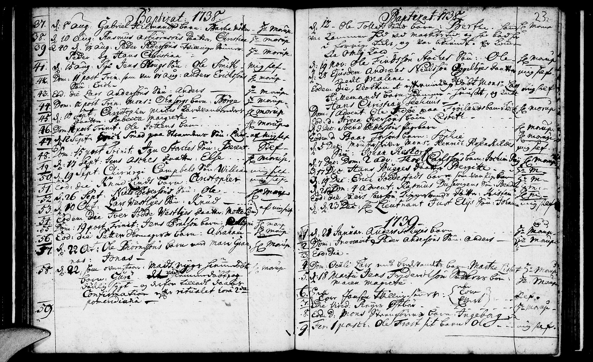 Domkirken sokneprestkontor, SAST/A-101812/001/30/30BA/L0003: Parish register (official) no. A 3 /1, 1738-1760, p. 23