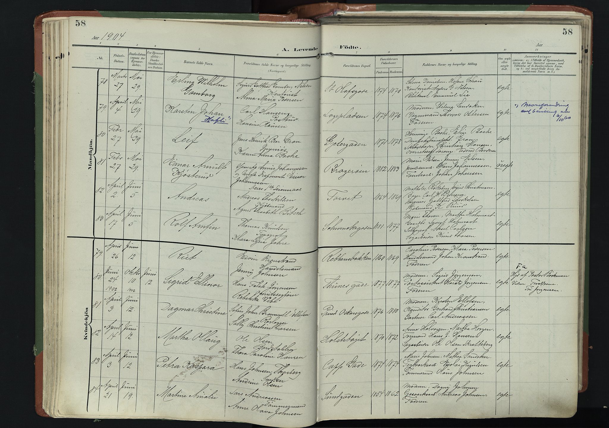 Bragernes kirkebøker, SAKO/A-6/F/Fb/L0009: Parish register (official) no. II 9, 1902-1911, p. 58