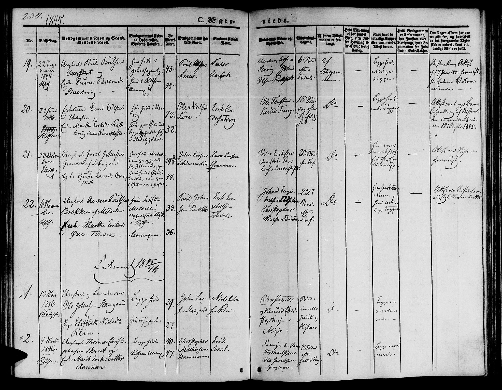 Ministerialprotokoller, klokkerbøker og fødselsregistre - Sør-Trøndelag, SAT/A-1456/646/L0610: Parish register (official) no. 646A08, 1837-1847, p. 230