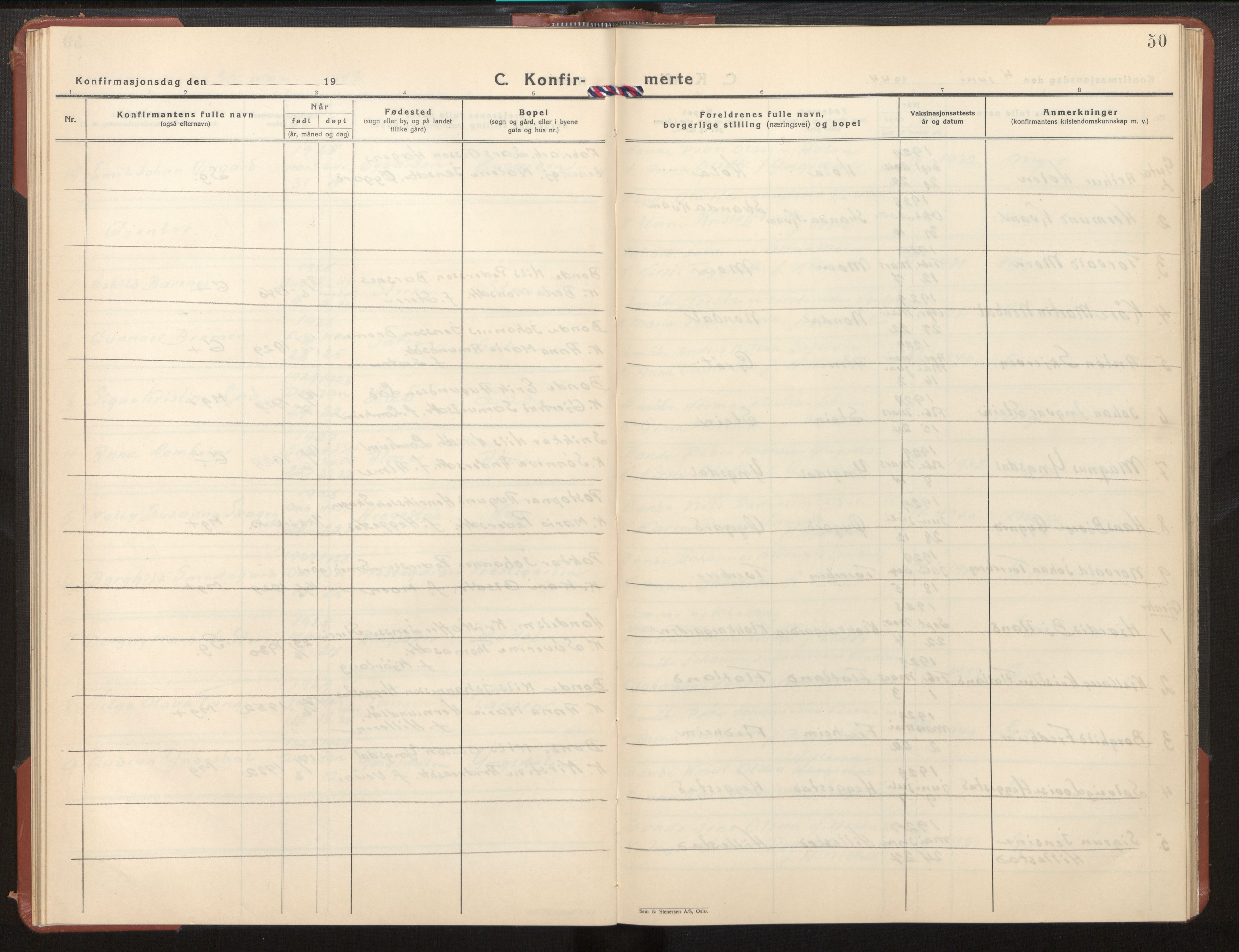 Hafslo sokneprestembete, SAB/A-80301/H/Hab/Habb/L0003: Parish register (copy) no. B 3, 1937-1958, p. 50