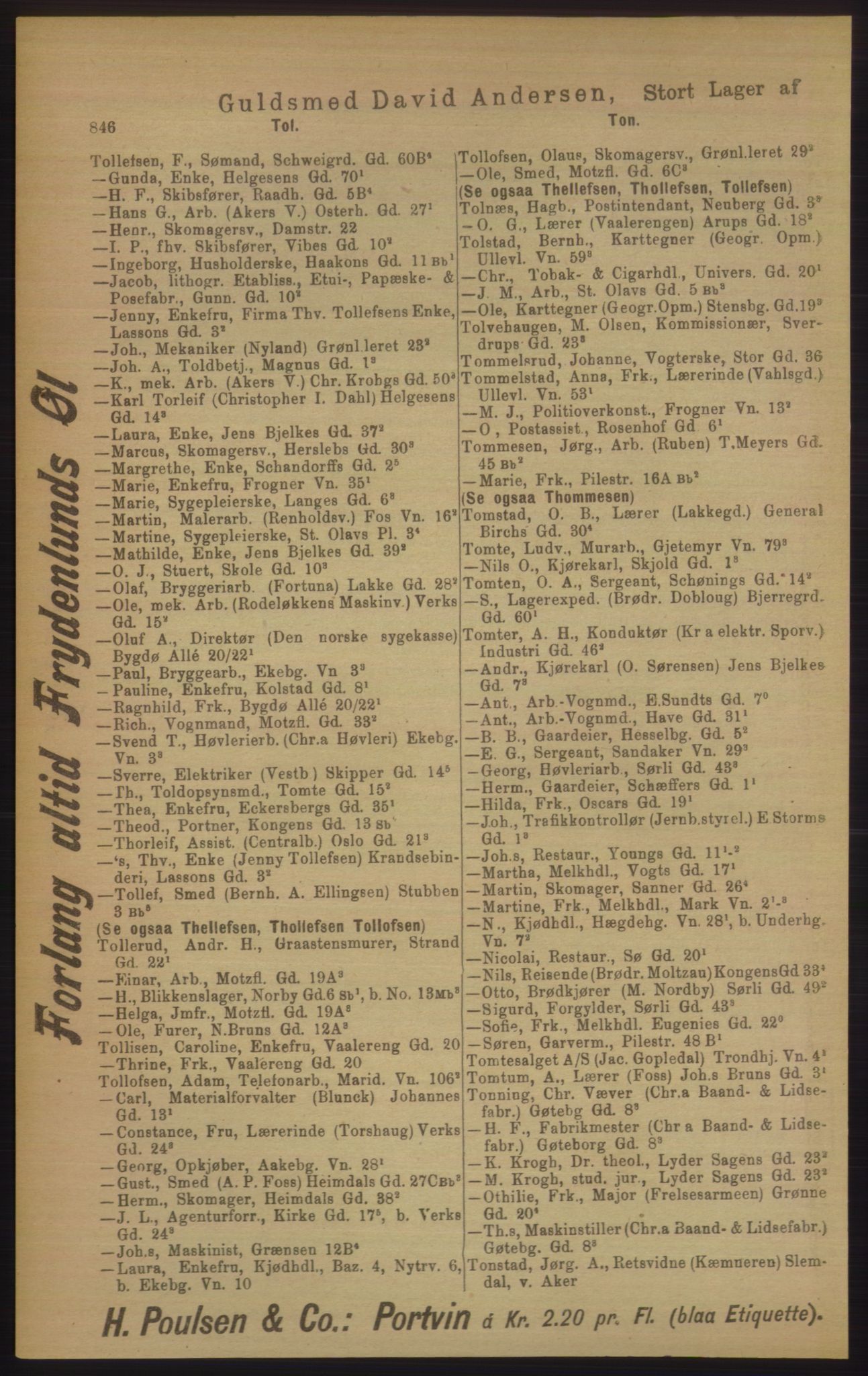 Kristiania/Oslo adressebok, PUBL/-, 1906, p. 846