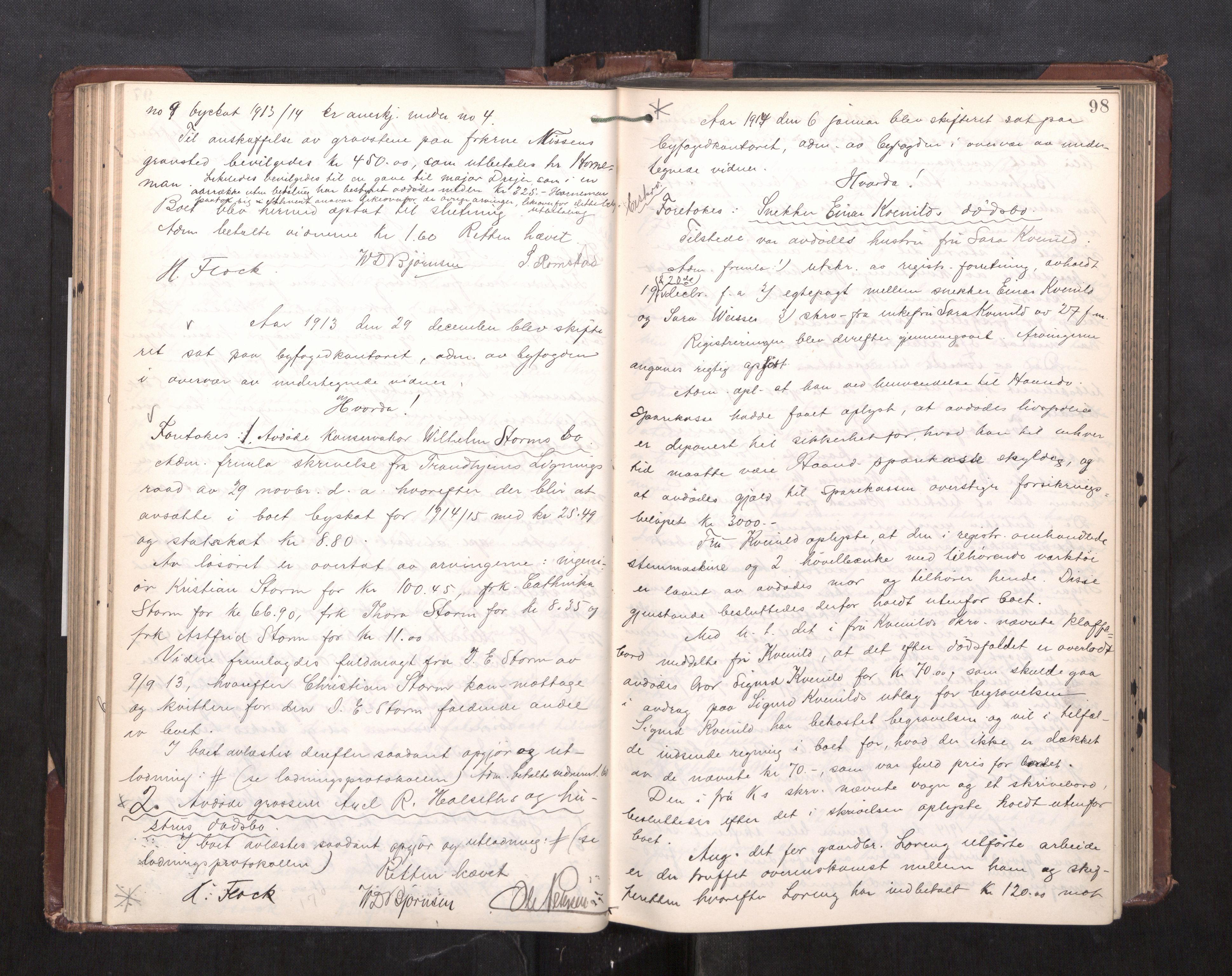Trondheim byfogd, AV/SAT-A-0003/1/3/3C/L0028: Skifteregistreringsprotokoll - 17/1-29/1. (u/ register), 1913-1917, p. 98