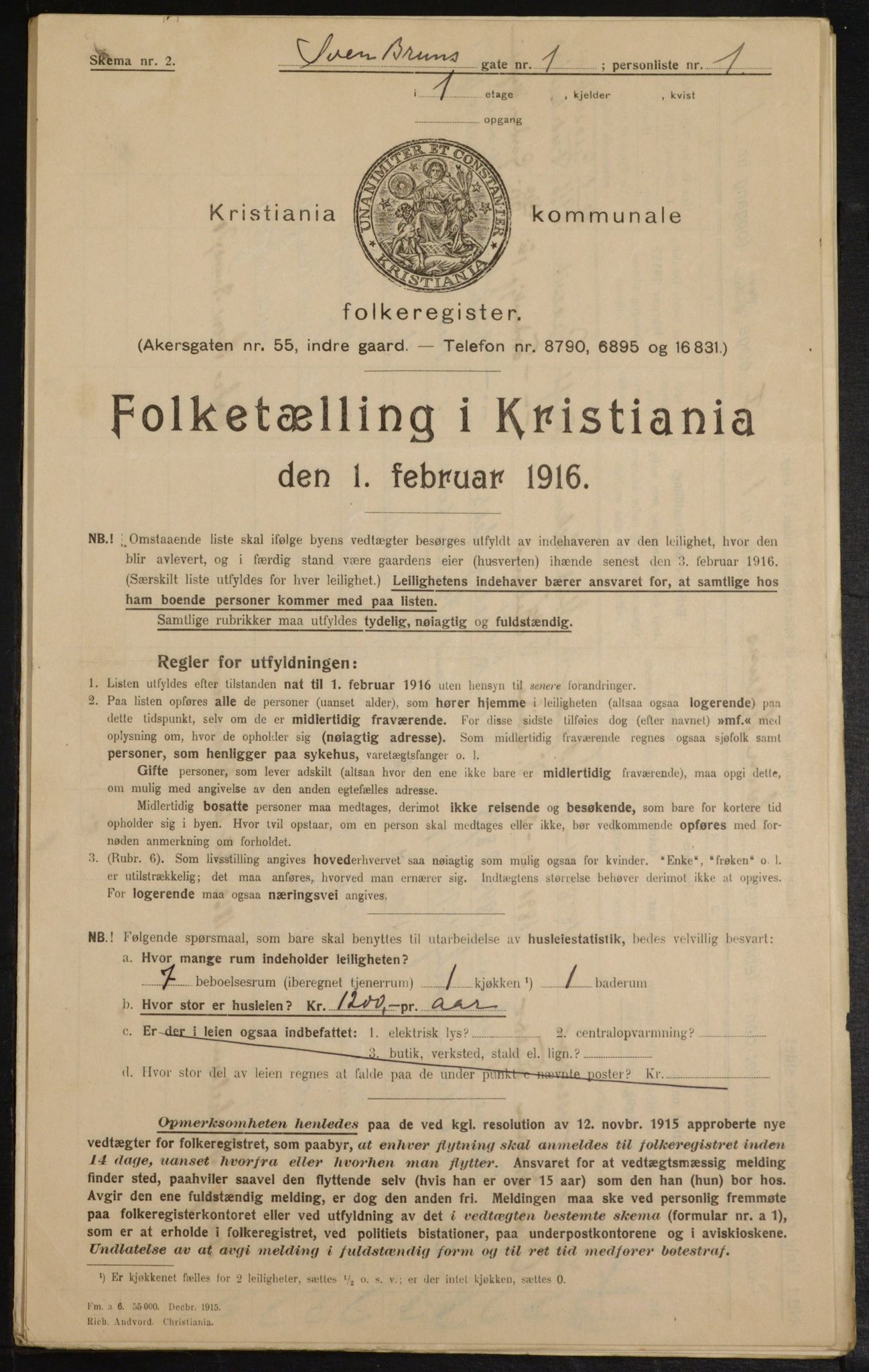 OBA, Municipal Census 1916 for Kristiania, 1916, p. 107701