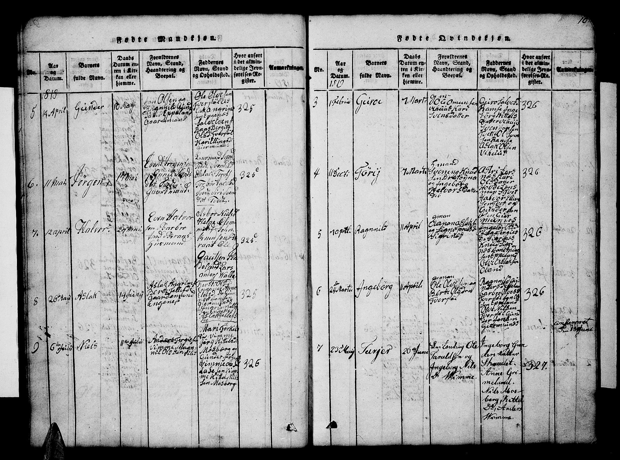 Åmli sokneprestkontor, AV/SAK-1111-0050/F/Fb/Fbc/L0001: Parish register (copy) no. B 1, 1816-1867, p. 10