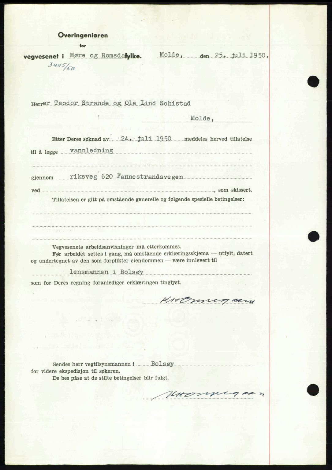 Romsdal sorenskriveri, AV/SAT-A-4149/1/2/2C: Mortgage book no. A34, 1950-1950, Diary no: : 2874/1950