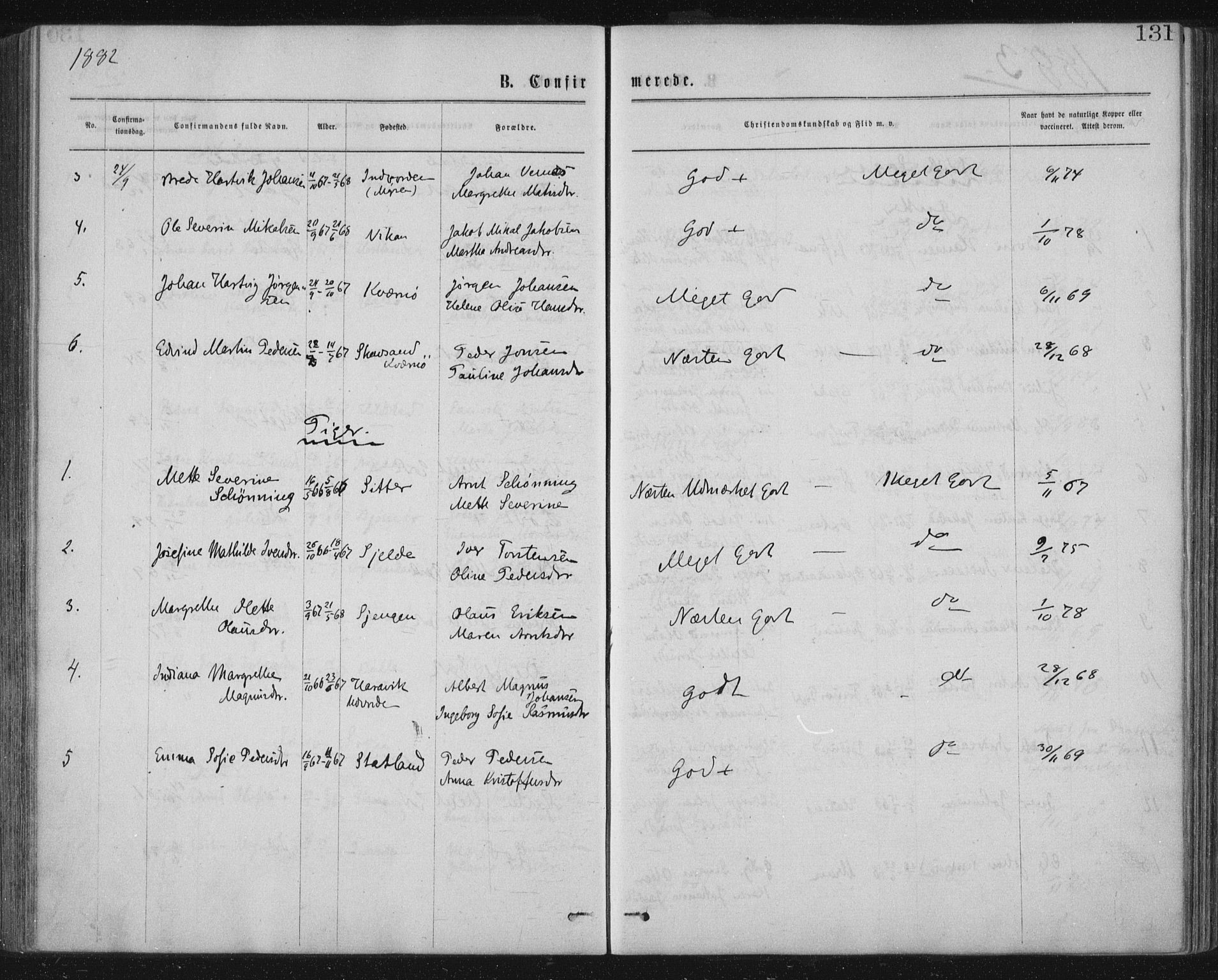Ministerialprotokoller, klokkerbøker og fødselsregistre - Nord-Trøndelag, SAT/A-1458/771/L0596: Parish register (official) no. 771A03, 1870-1884, p. 131
