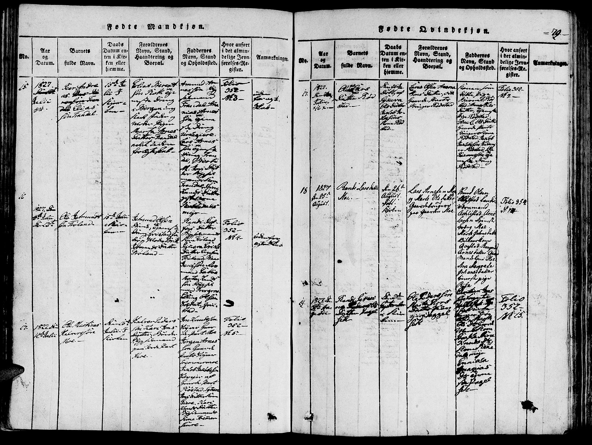 Ministerialprotokoller, klokkerbøker og fødselsregistre - Møre og Romsdal, SAT/A-1454/515/L0207: Parish register (official) no. 515A03, 1819-1829, p. 79