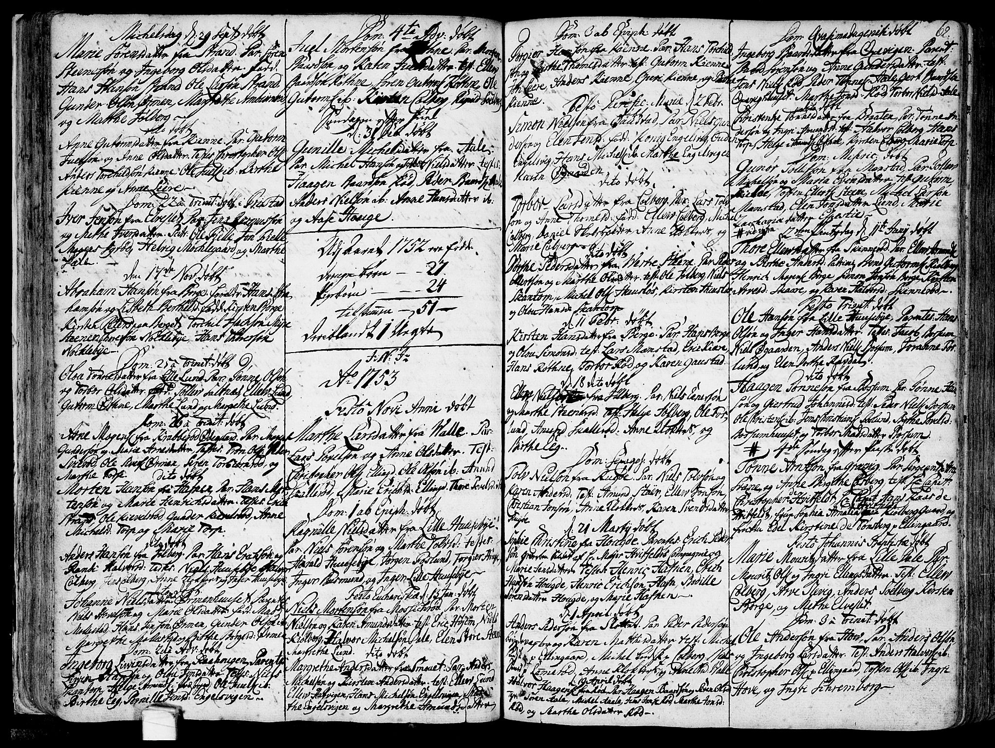 Onsøy prestekontor Kirkebøker, AV/SAO-A-10914/F/Fa/L0001: Parish register (official) no. I 1, 1733-1814, p. 62