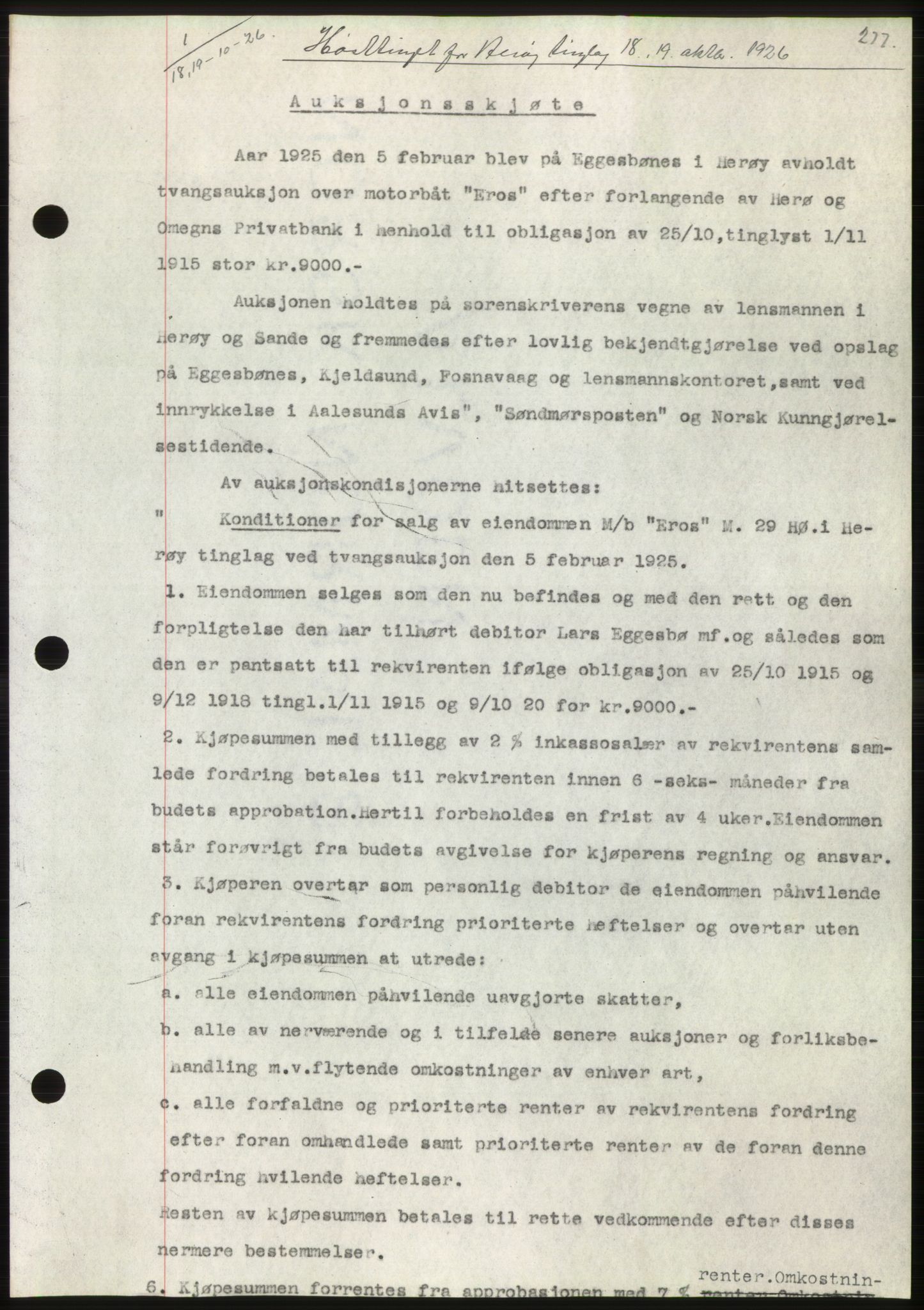 Søre Sunnmøre sorenskriveri, AV/SAT-A-4122/1/2/2C/L0045: Mortgage book no. 39, 1926-1927, Deed date: 18.10.1926