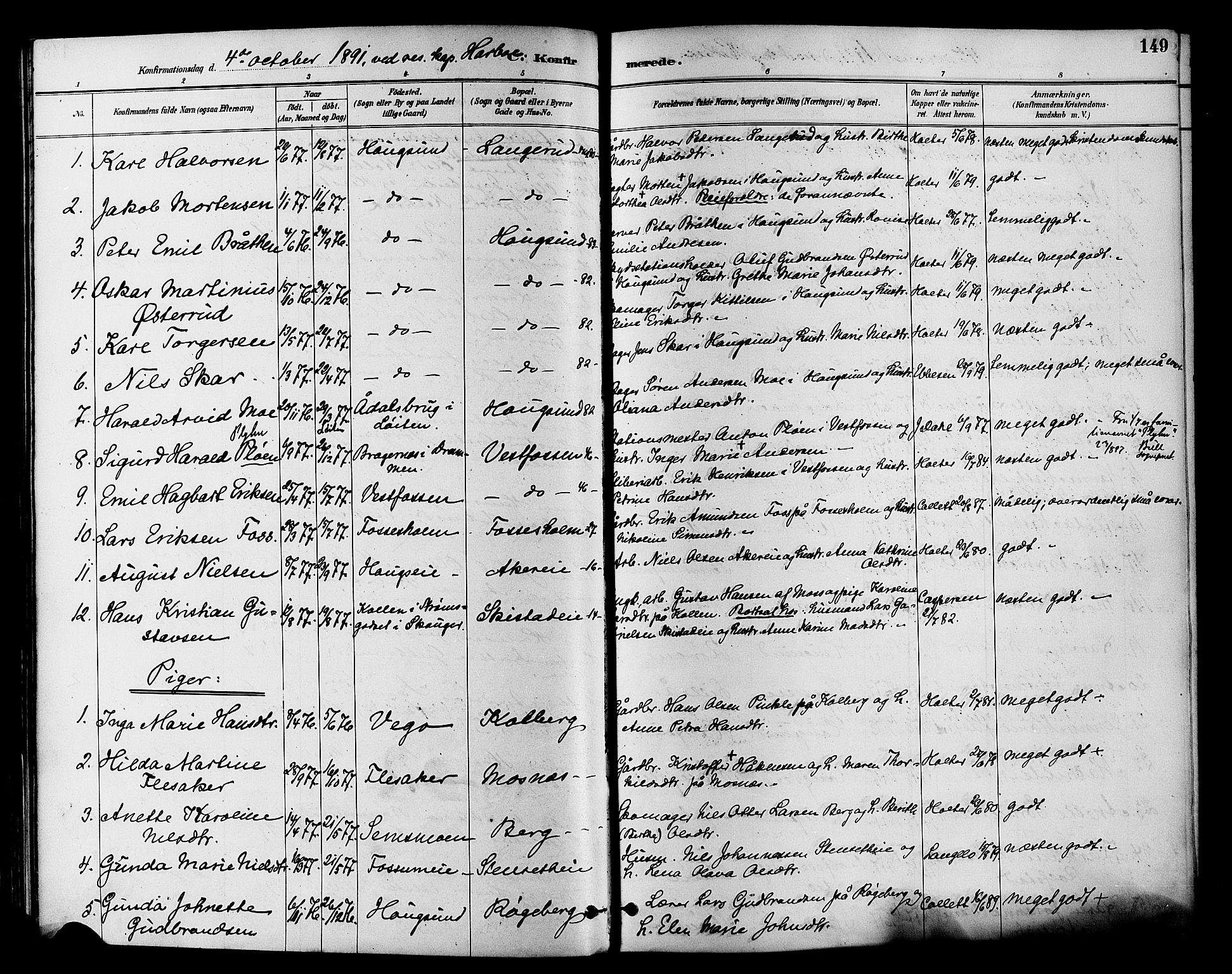 Eiker kirkebøker, SAKO/A-4/F/Fb/L0002: Parish register (official) no. II 2, 1889-1896, p. 149