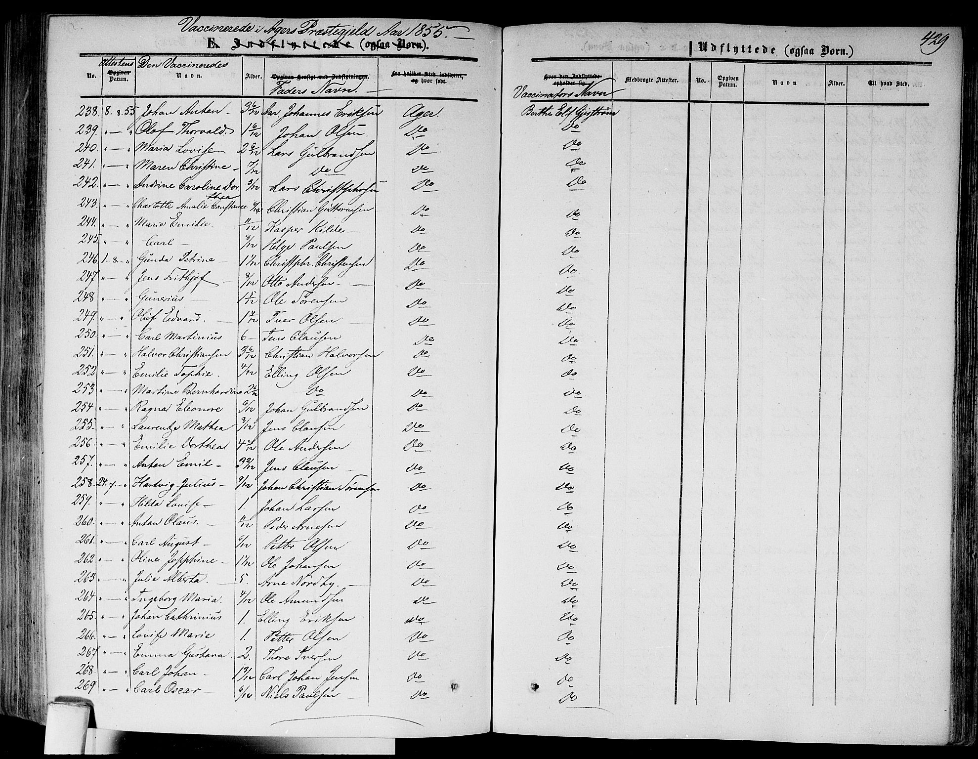 Gamlebyen prestekontor Kirkebøker, AV/SAO-A-10884/F/Fa/L0004: Parish register (official) no. 4, 1850-1857, p. 429