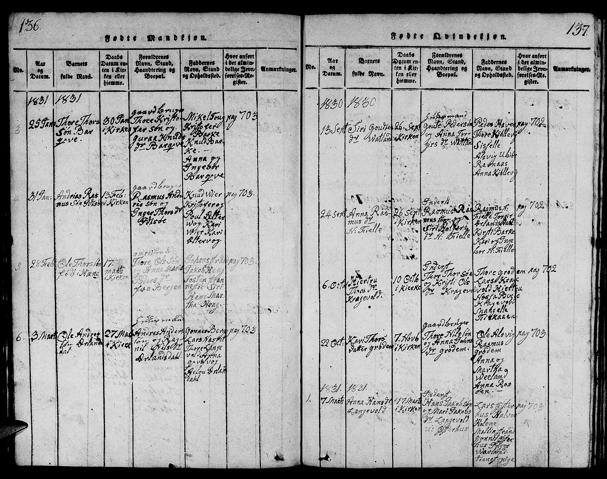 Strand sokneprestkontor, SAST/A-101828/H/Ha/Hab/L0001: Parish register (copy) no. B 1, 1816-1854, p. 136-137