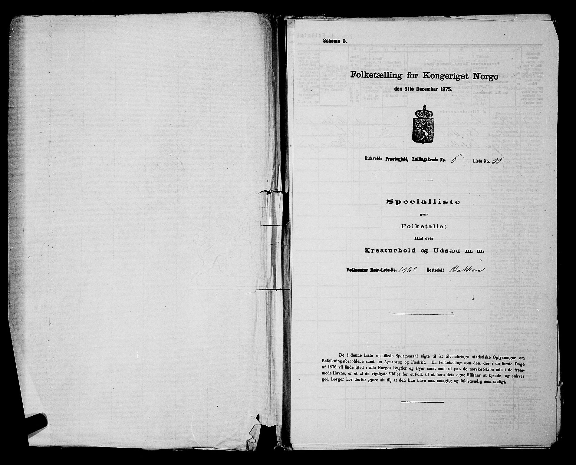 RA, 1875 census for 0237P Eidsvoll, 1875, p. 822