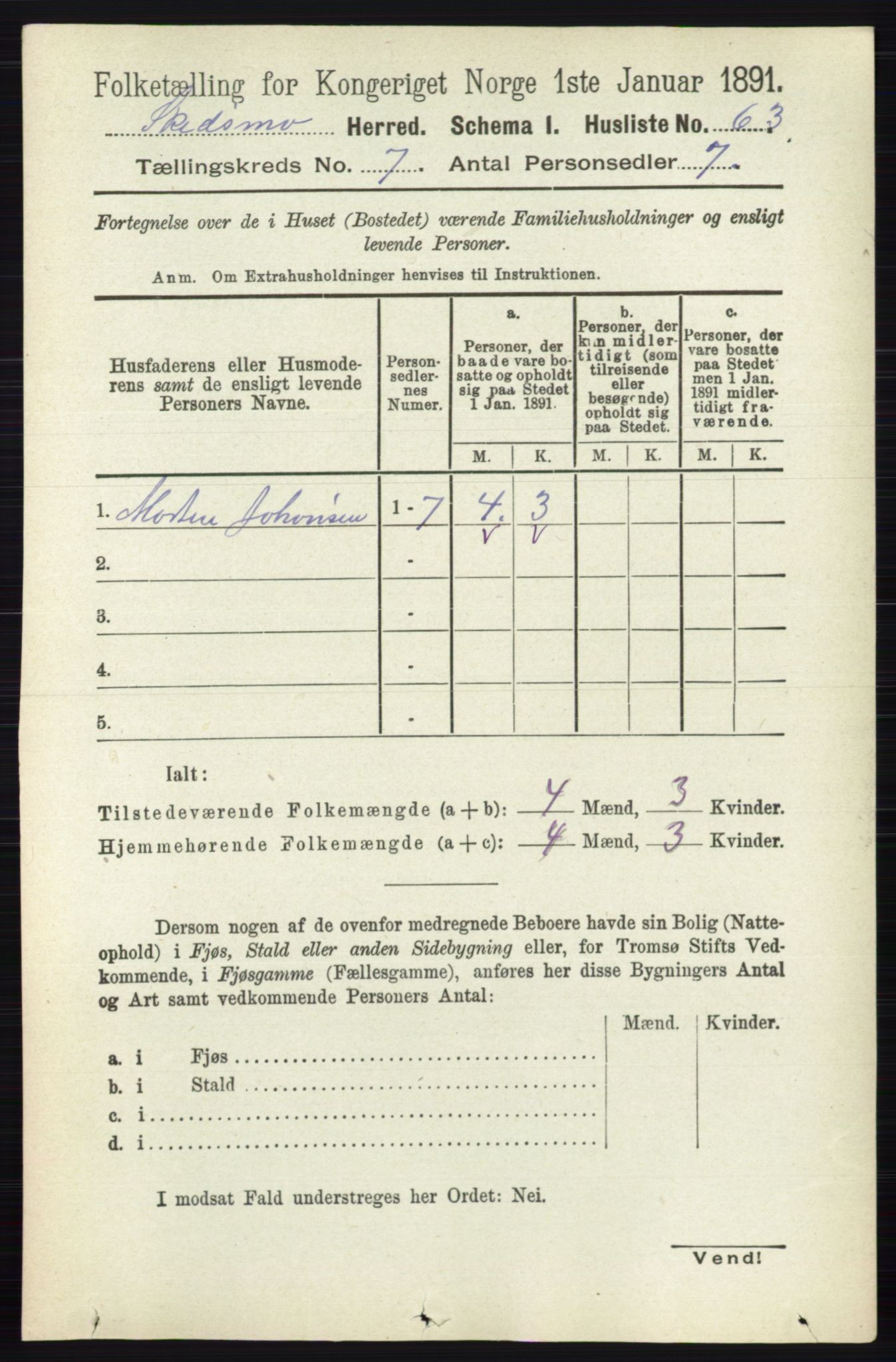 RA, 1891 census for 0231 Skedsmo, 1891, p. 3329