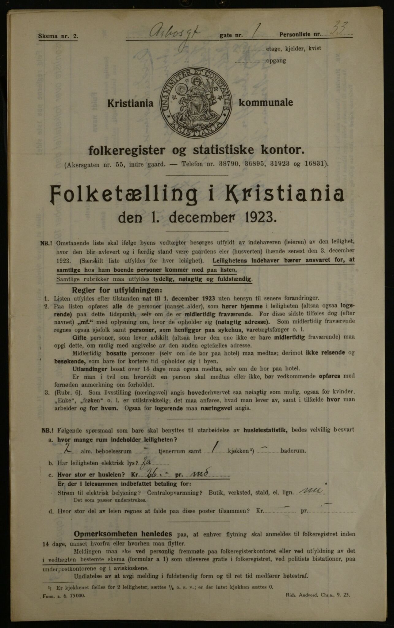 OBA, Municipal Census 1923 for Kristiania, 1923, p. 1940