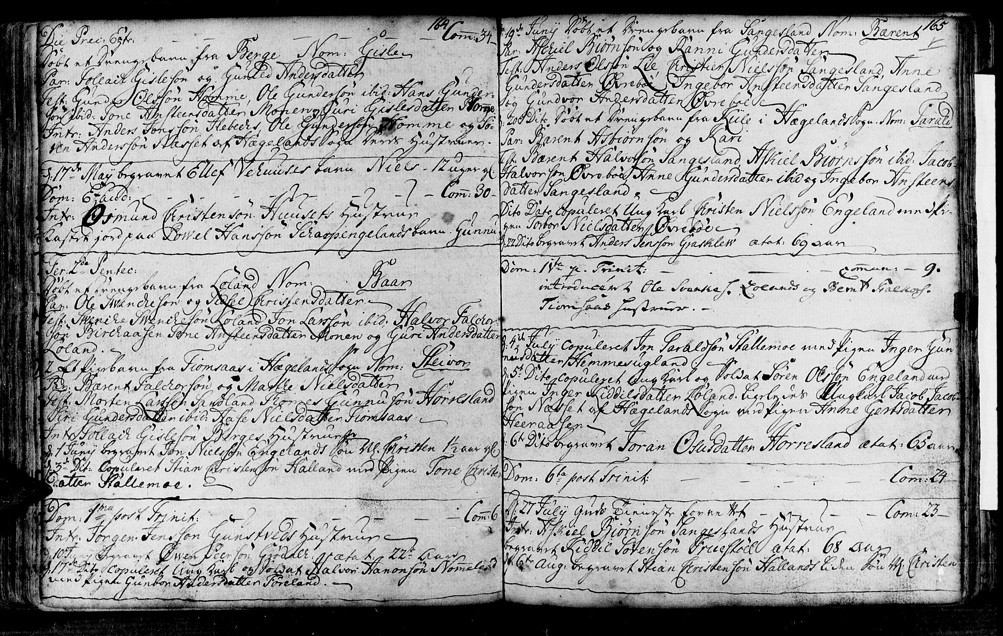 Vennesla sokneprestkontor, AV/SAK-1111-0045/Fa/Fac/L0001: Parish register (official) no. A 1, 1743-1784, p. 164-165