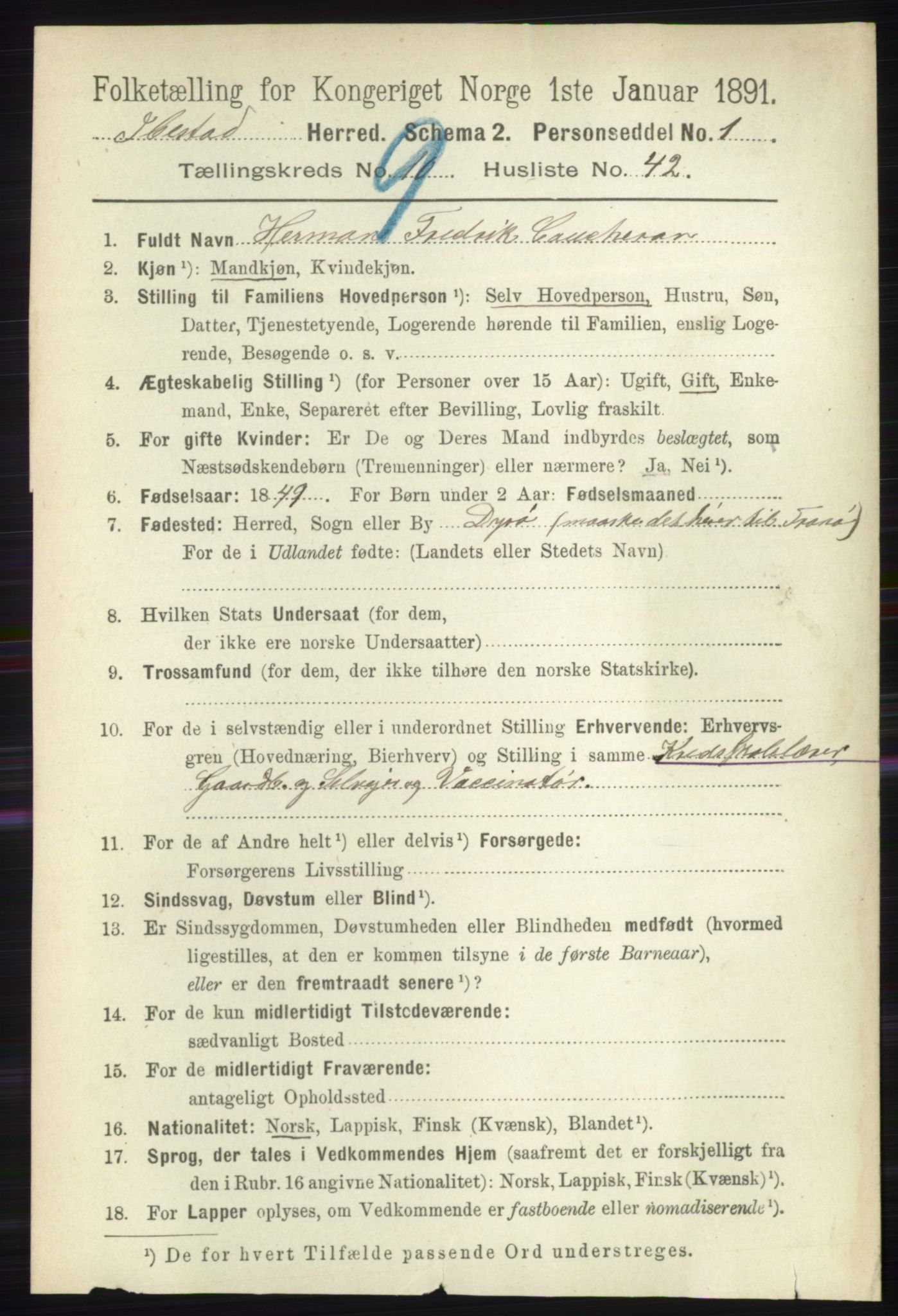 RA, 1891 census for 1917 Ibestad, 1891, p. 6225