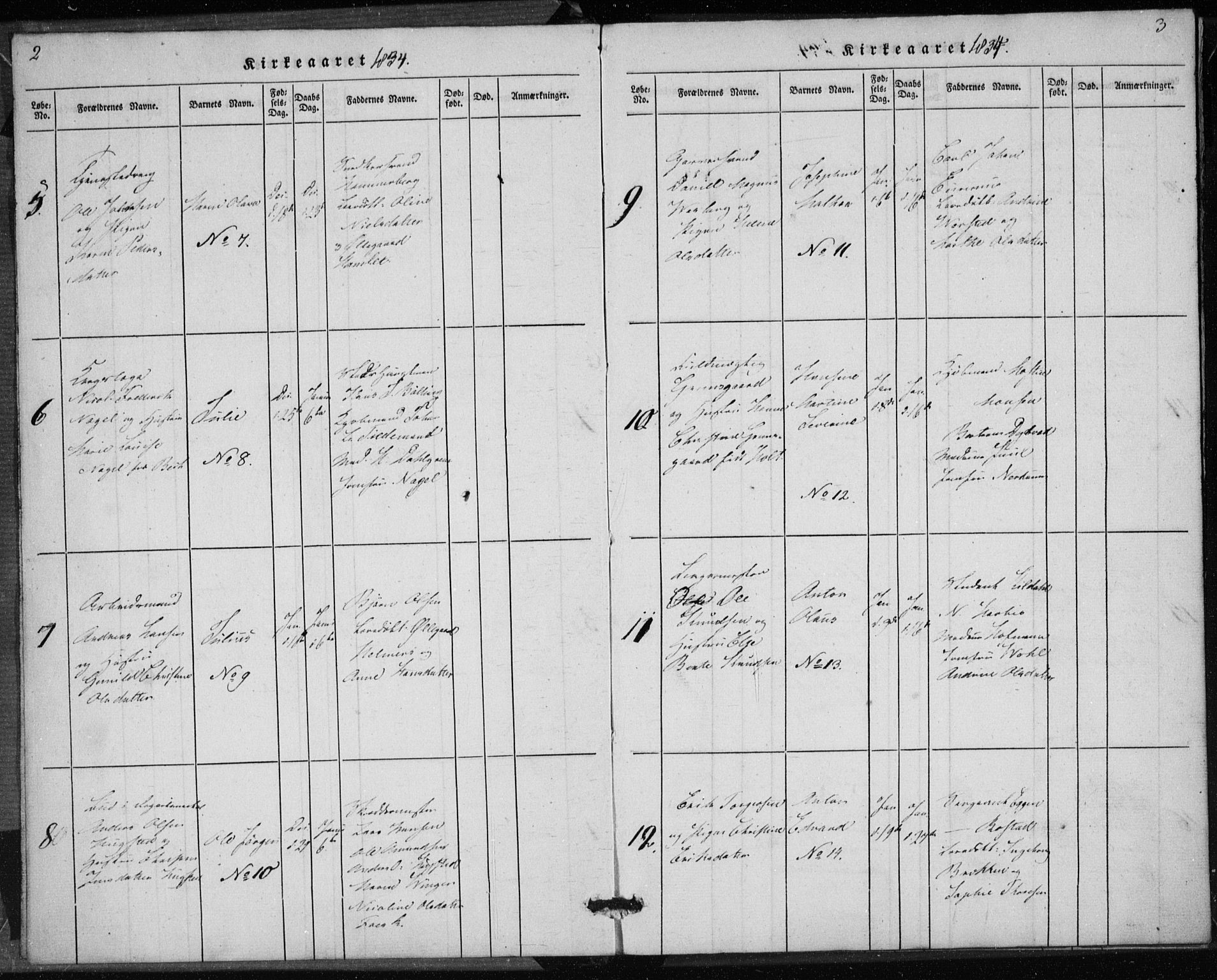 Rikshospitalet prestekontor Kirkebøker, AV/SAO-A-10309b/K/L0001/0001: Baptism register no. 1.1, 1834-1842, p. 2-3