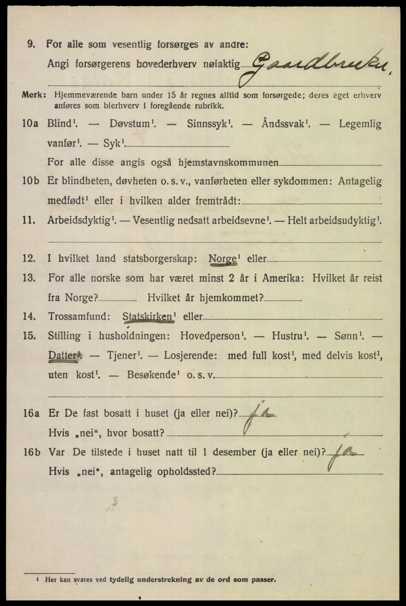 SAK, 1920 census for Holum, 1920, p. 2736