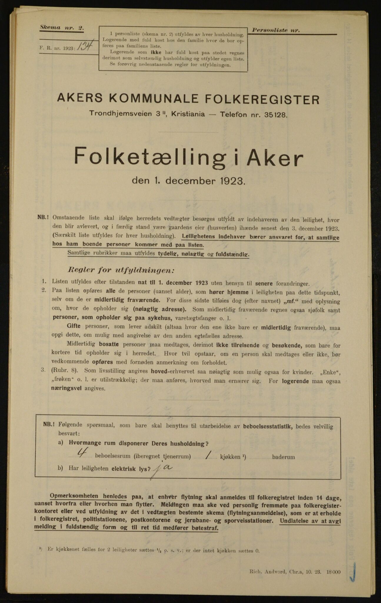 , Municipal Census 1923 for Aker, 1923, p. 23039