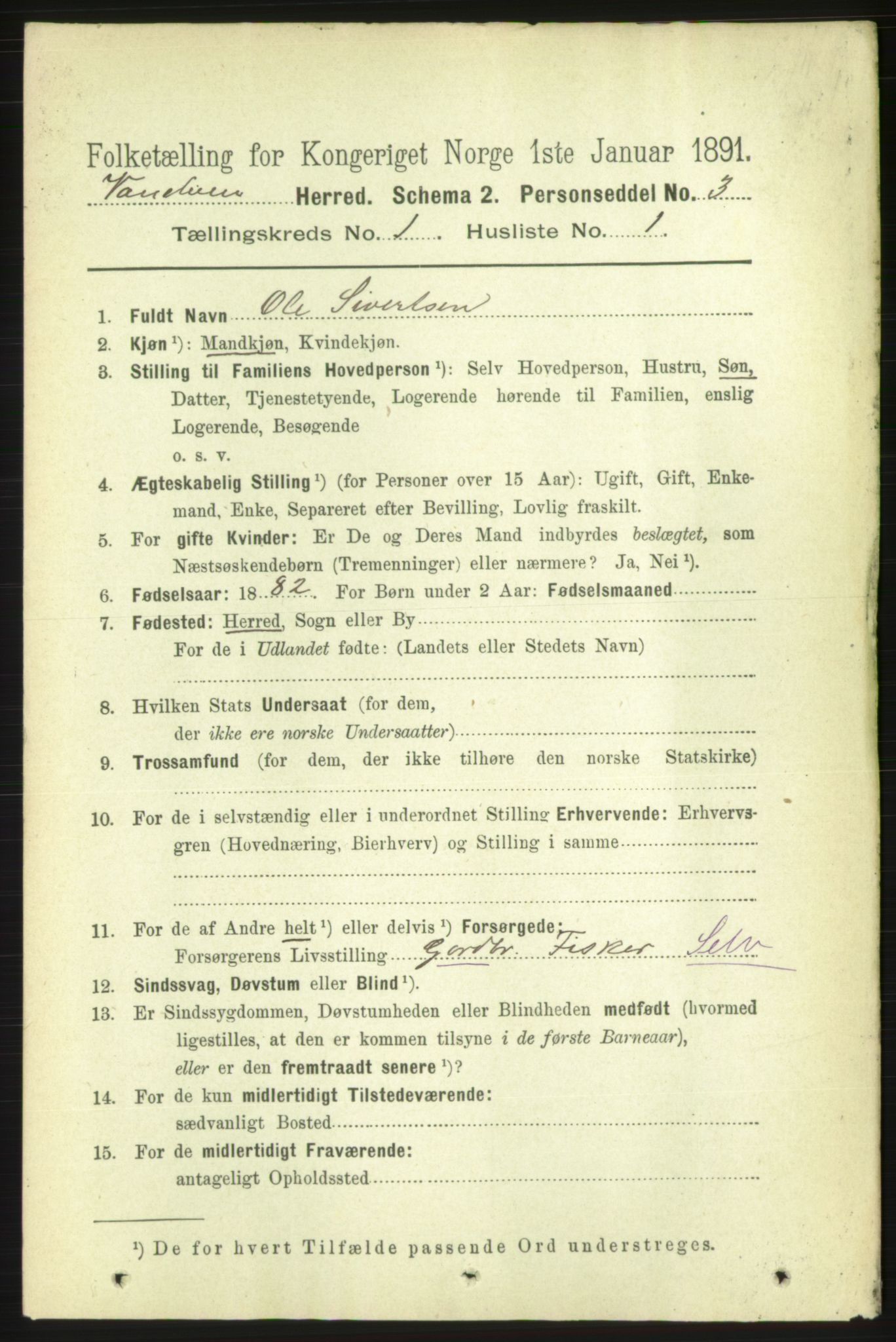 RA, 1891 census for 1511 Vanylven, 1891, p. 115