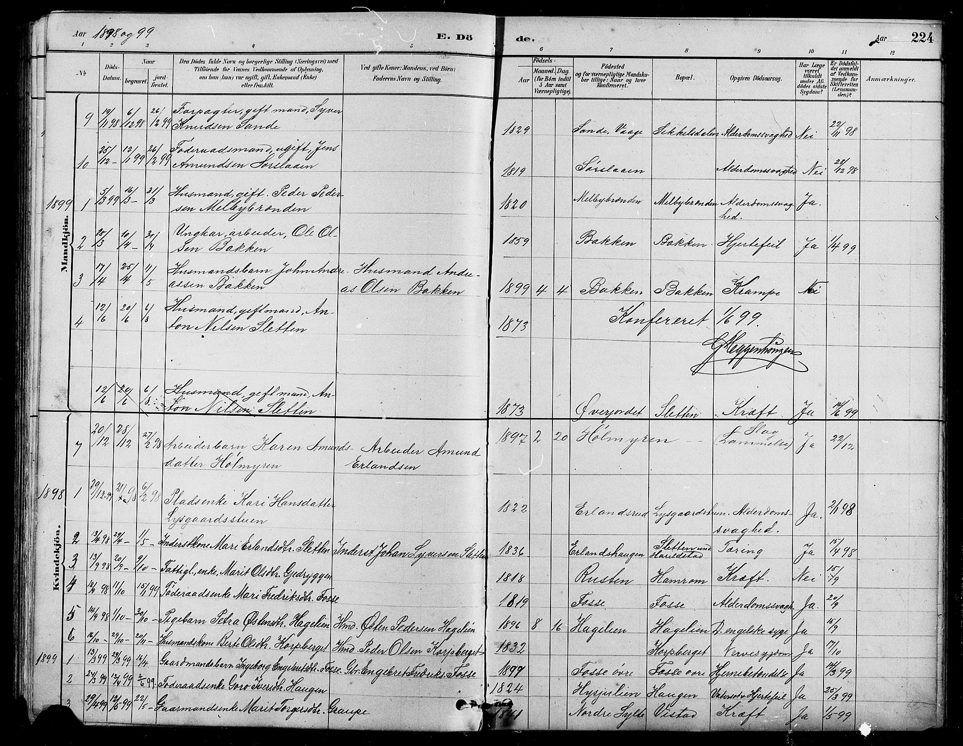 Nord-Fron prestekontor, SAH/PREST-080/H/Ha/Hab/L0005: Parish register (copy) no. 5, 1884-1914, p. 224
