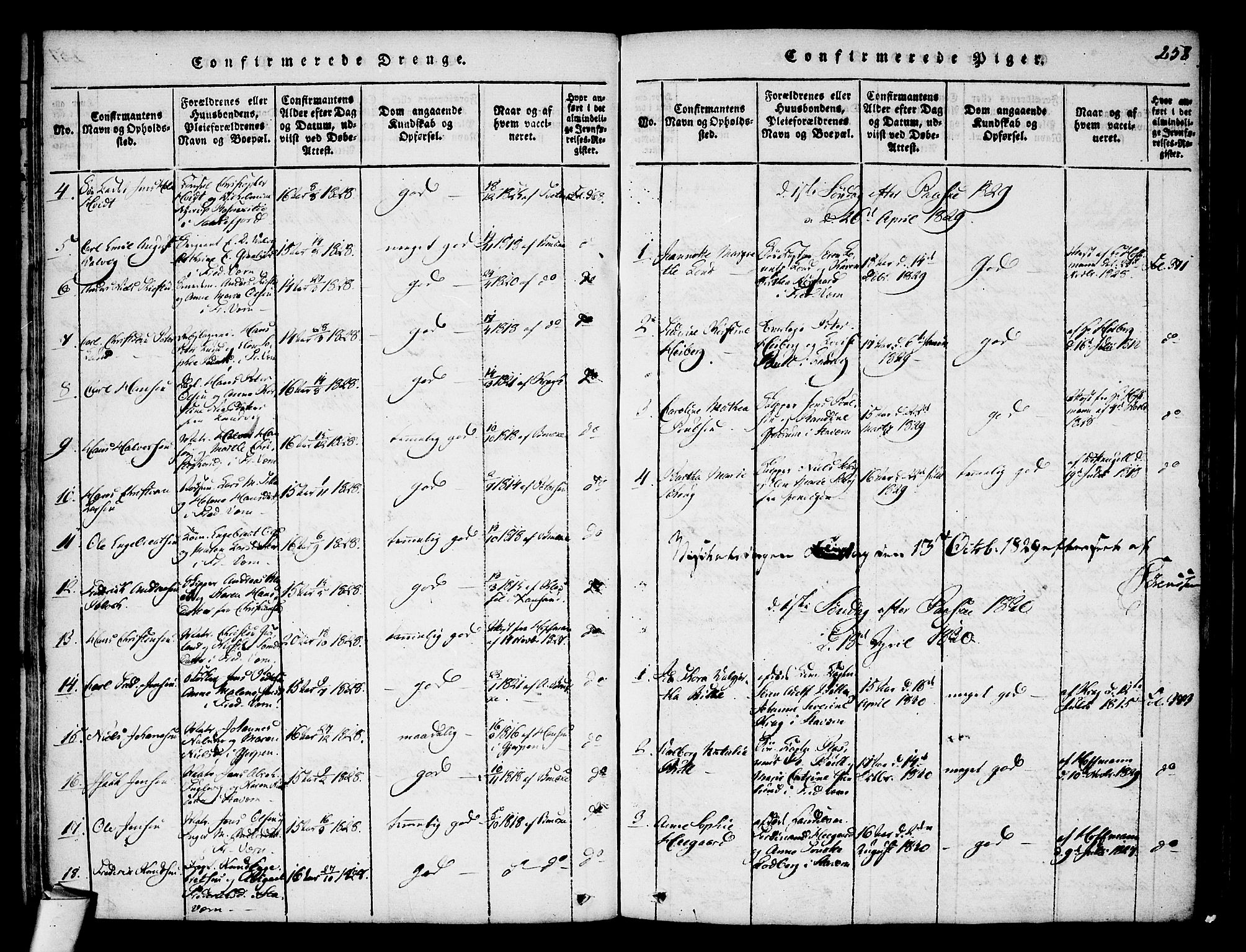 Stavern kirkebøker, AV/SAKO-A-318/F/Fa/L0006: Parish register (official) no. 6, 1816-1839, p. 258