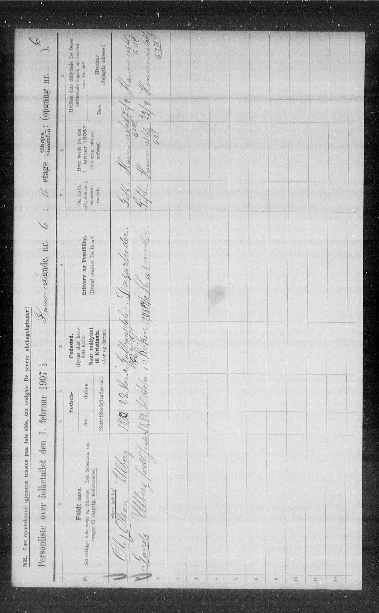 OBA, Municipal Census 1907 for Kristiania, 1907, p. 17743
