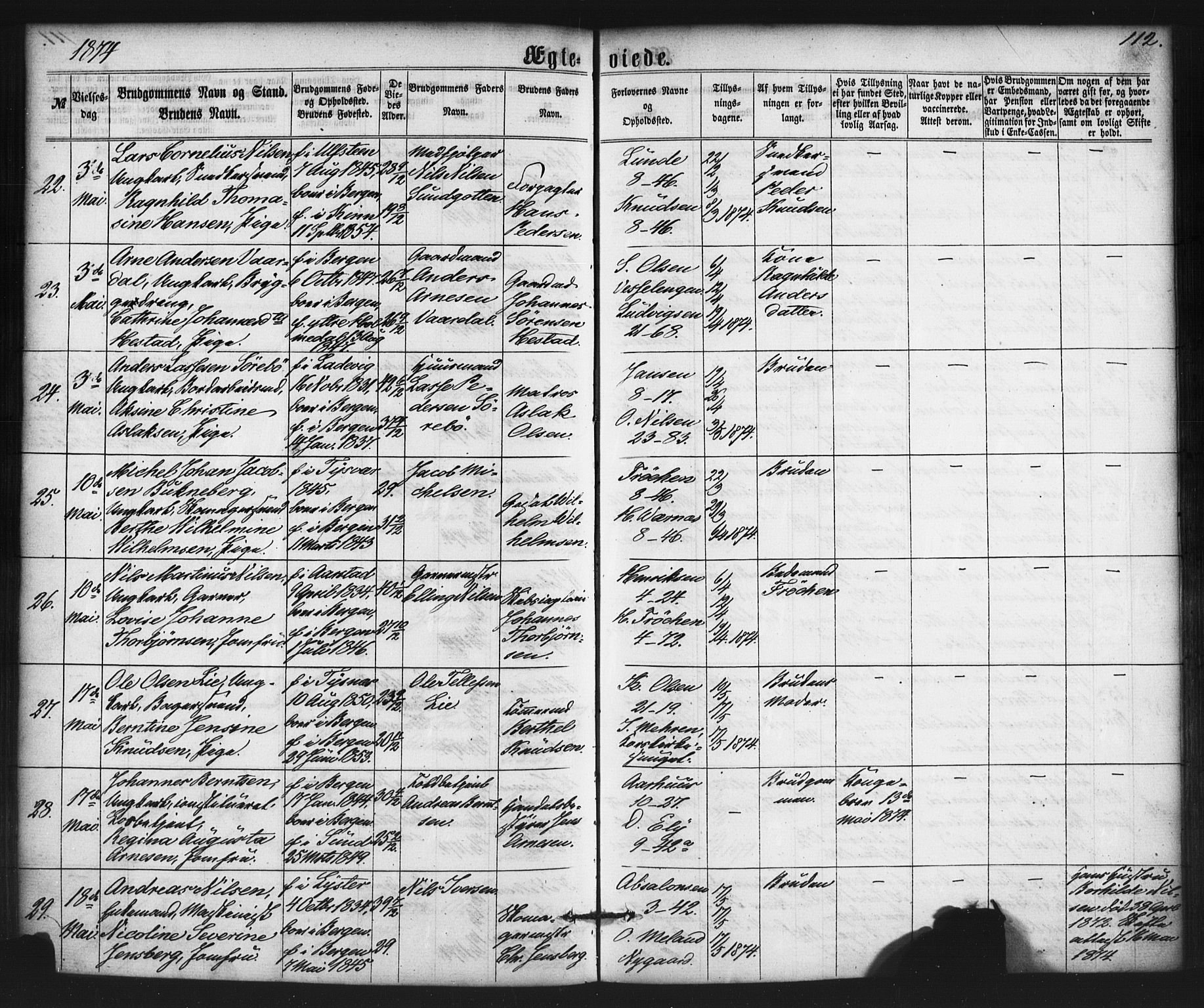 Nykirken Sokneprestembete, AV/SAB-A-77101/H/Haa/L0032: Parish register (official) no. D 2, 1861-1883, p. 112