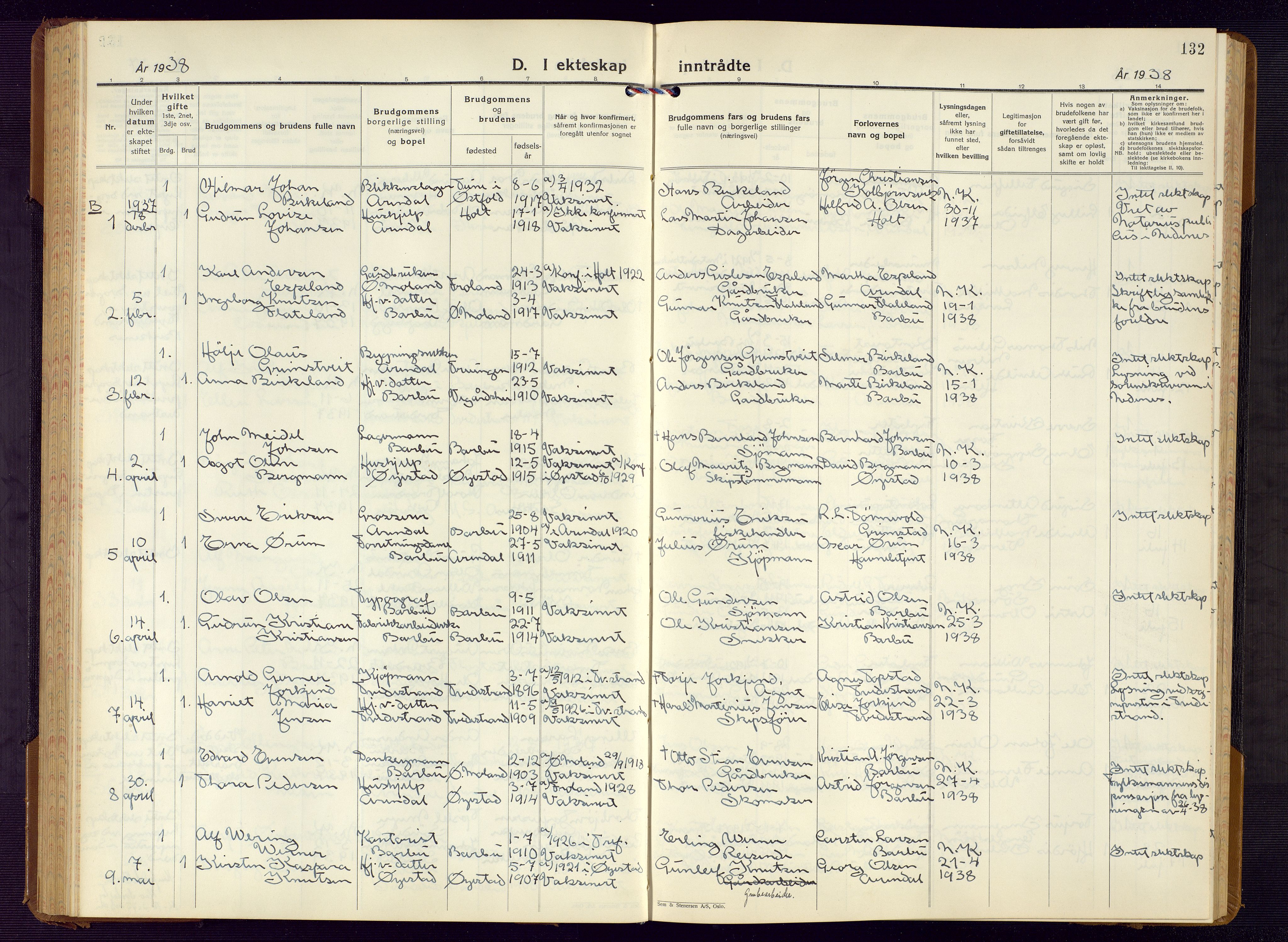 Barbu sokneprestkontor, AV/SAK-1111-0003/F/Fb/L0006: Parish register (copy) no. B 6, 1937-1947, p. 132