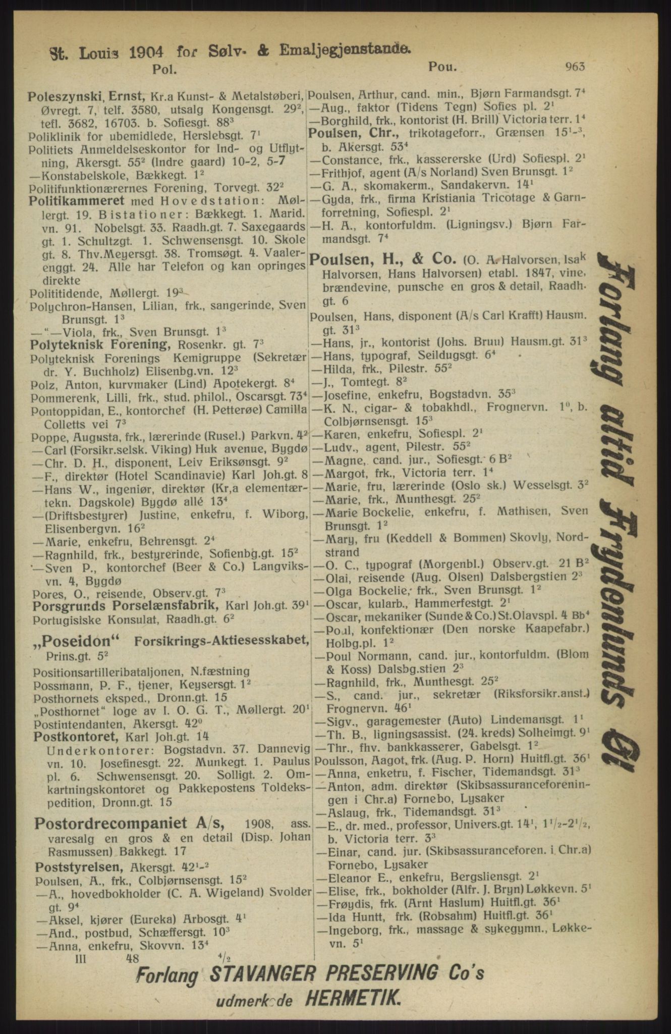 Kristiania/Oslo adressebok, PUBL/-, 1914, p. 963