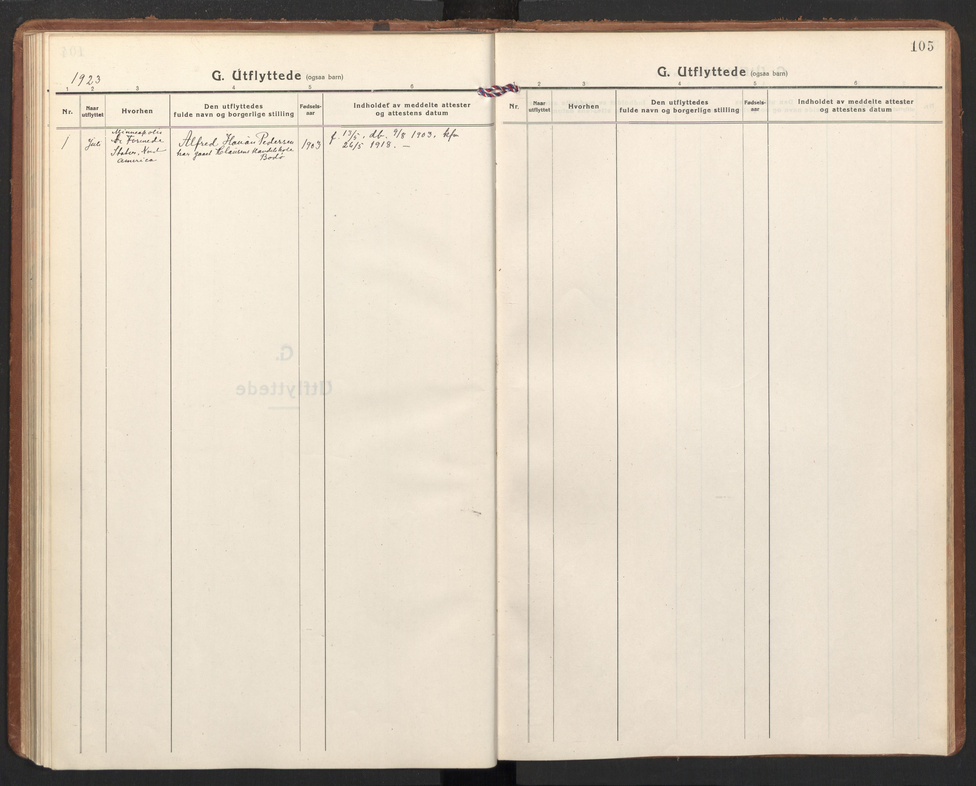 Ministerialprotokoller, klokkerbøker og fødselsregistre - Nordland, SAT/A-1459/855/L0809: Parish register (official) no. 855A18, 1921-1939, p. 105