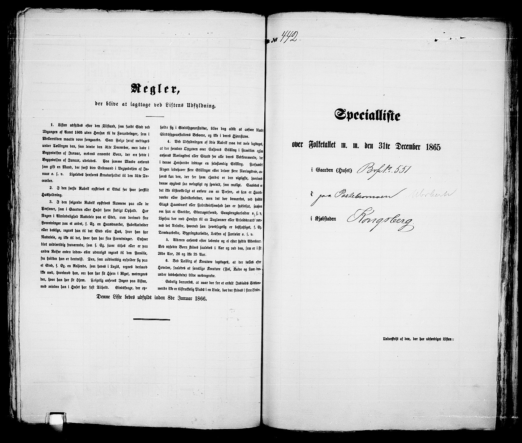 RA, 1865 census for Kongsberg/Kongsberg, 1865, p. 897