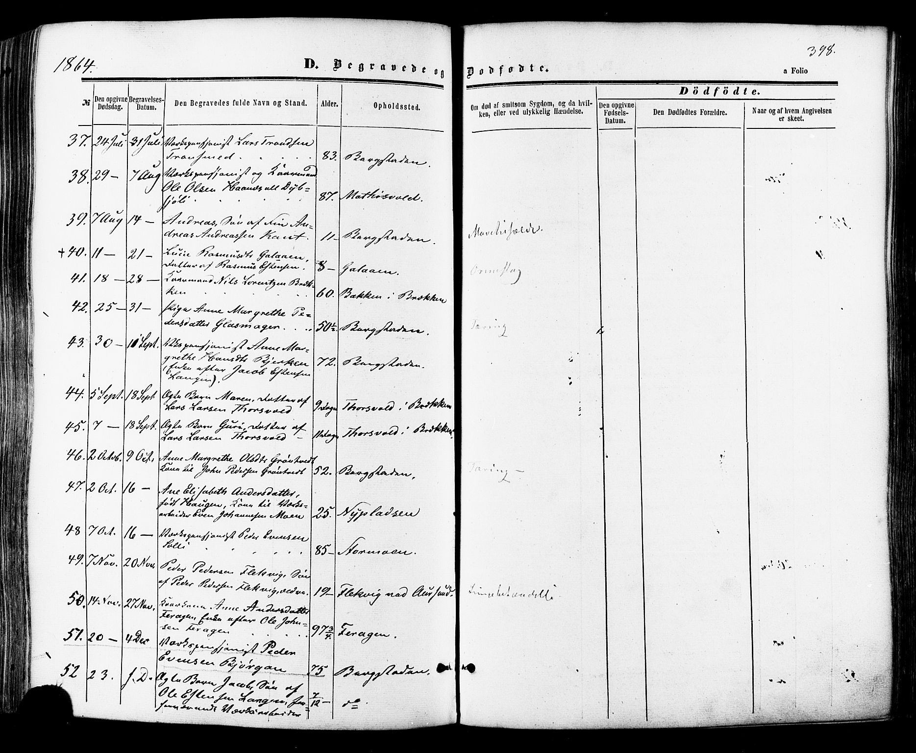 Ministerialprotokoller, klokkerbøker og fødselsregistre - Sør-Trøndelag, SAT/A-1456/681/L0932: Parish register (official) no. 681A10, 1860-1878, p. 398