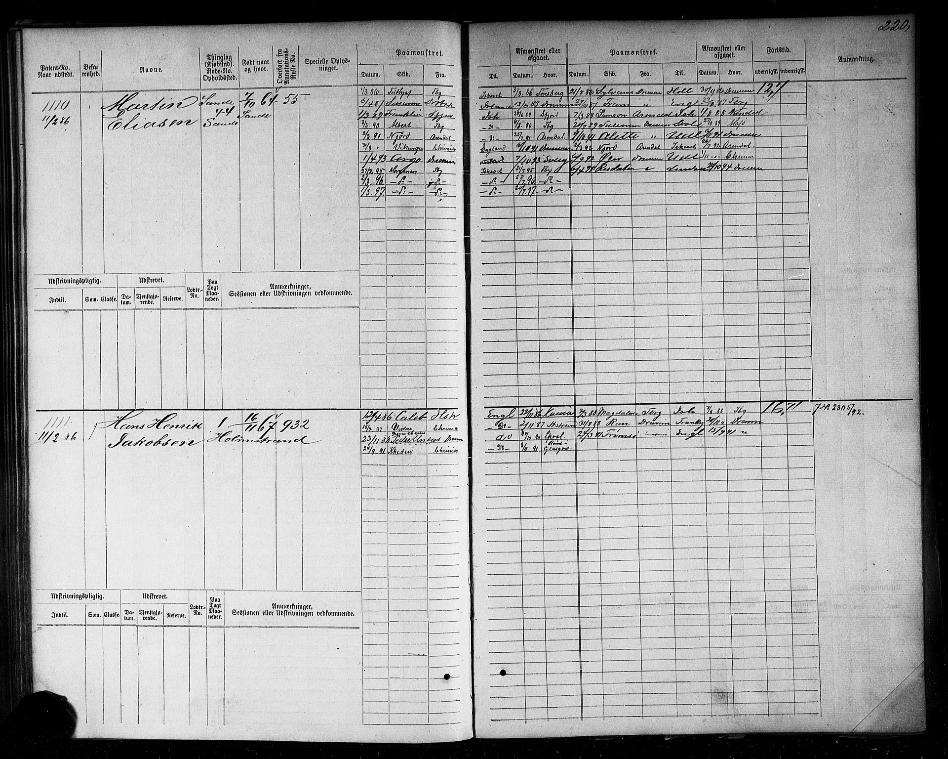 Holmestrand innrulleringskontor, AV/SAKO-A-1151/F/Fc/L0004: Hovedrulle, 1872-1913, p. 259