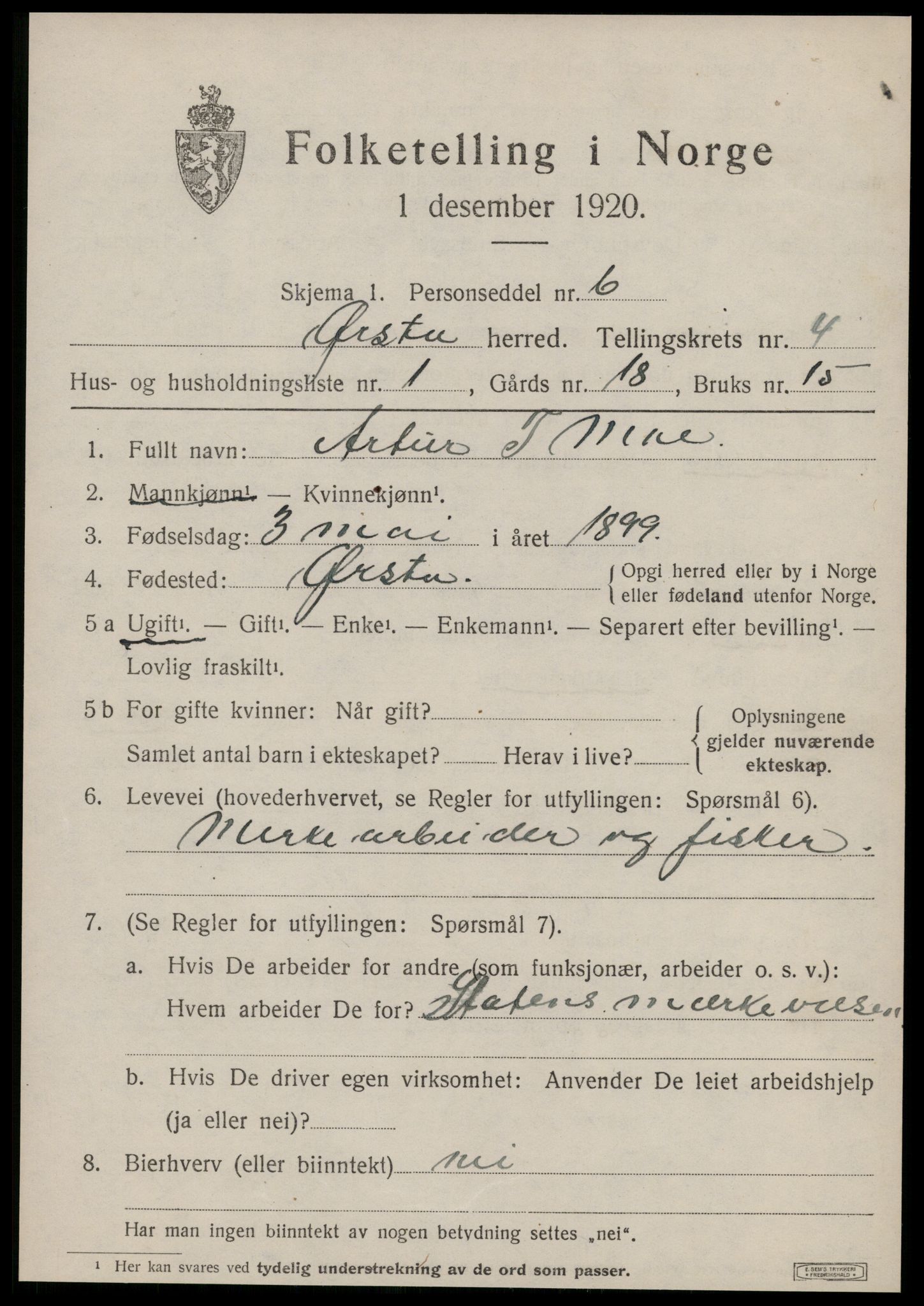 SAT, 1920 census for Ørsta, 1920, p. 3962