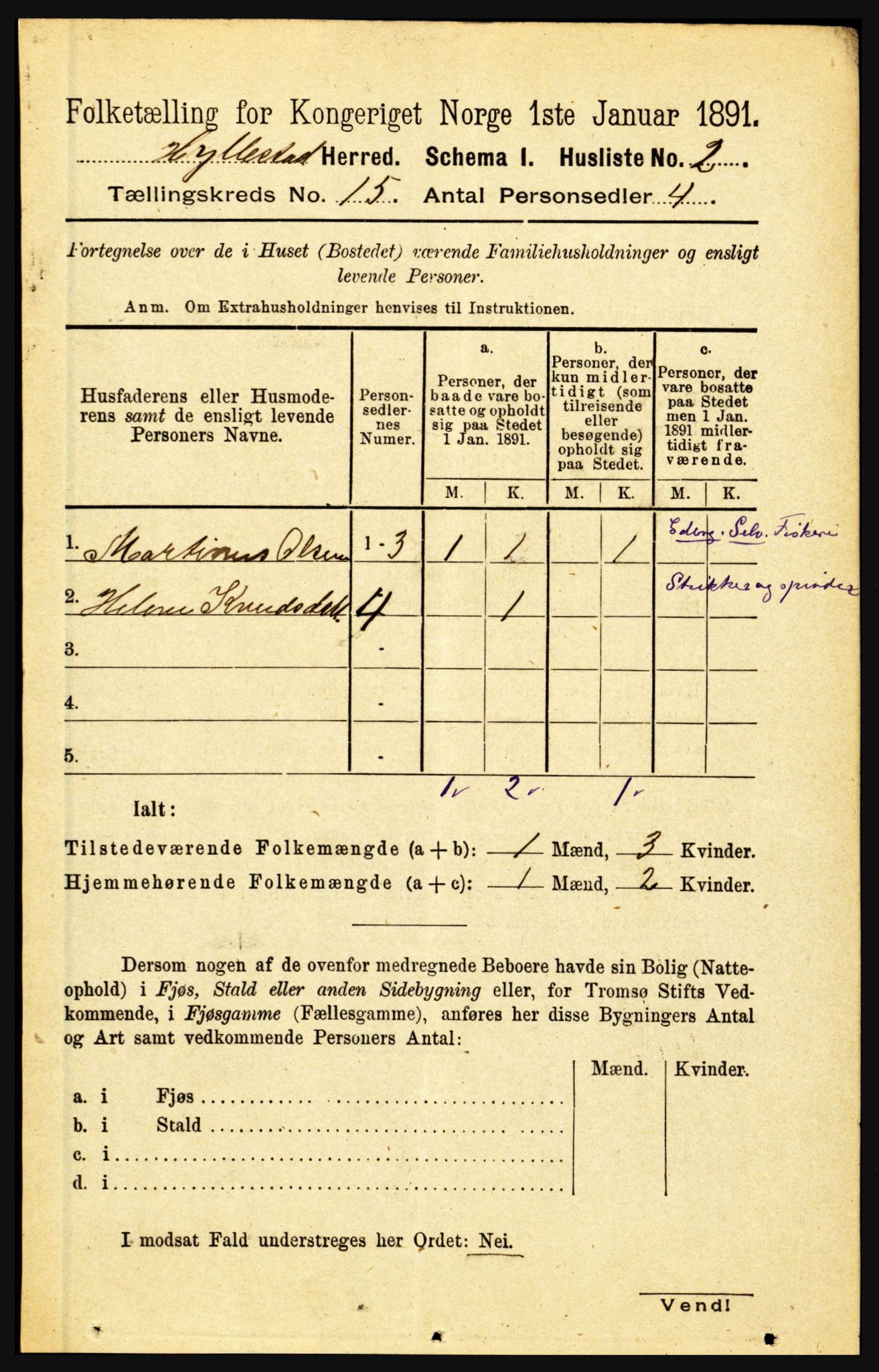 RA, 1891 census for 1413 Hyllestad, 1891, p. 2678