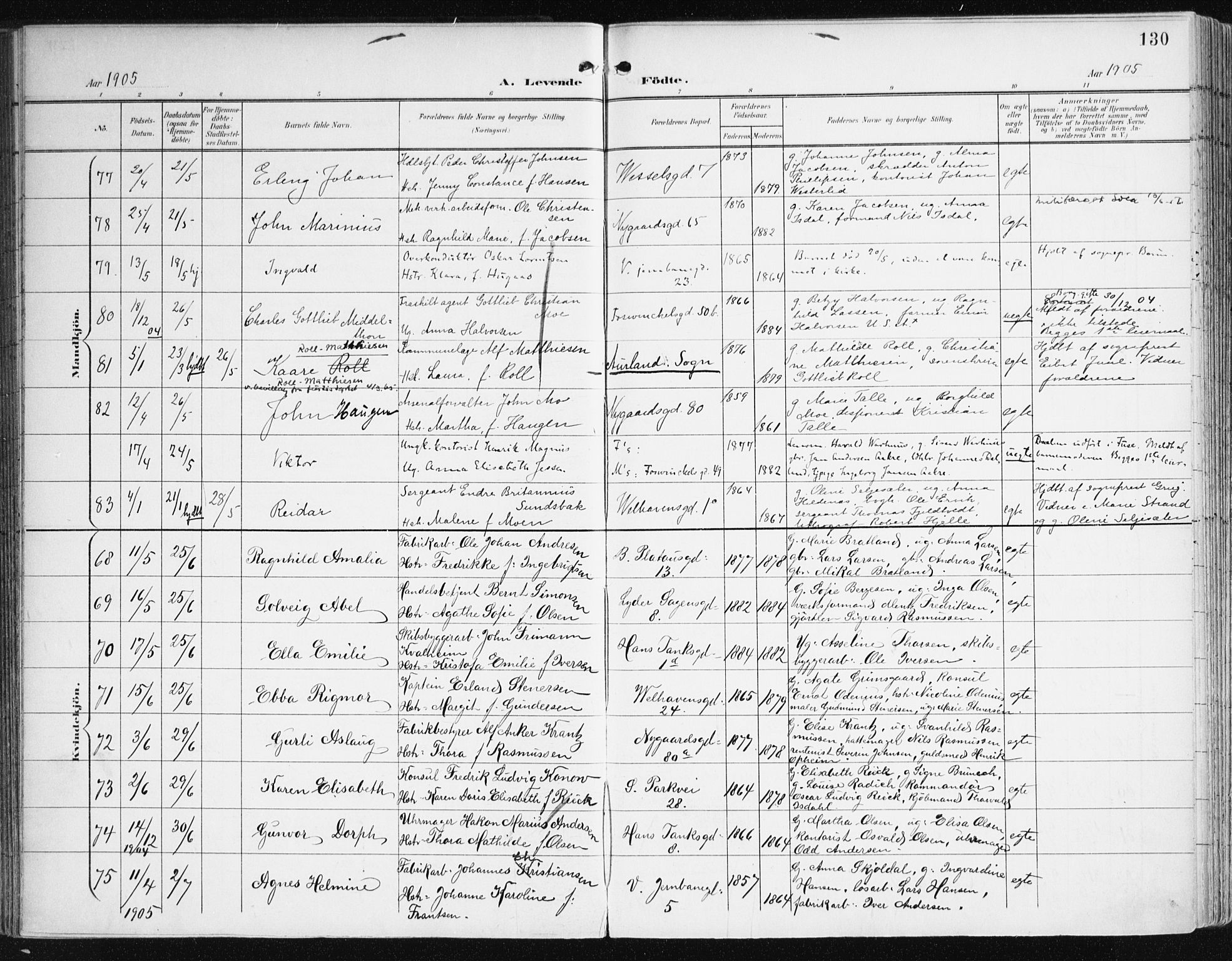 Johanneskirken sokneprestembete, AV/SAB-A-76001/H/Haa/L0002: Parish register (official) no. A 2, 1900-1912, p. 130