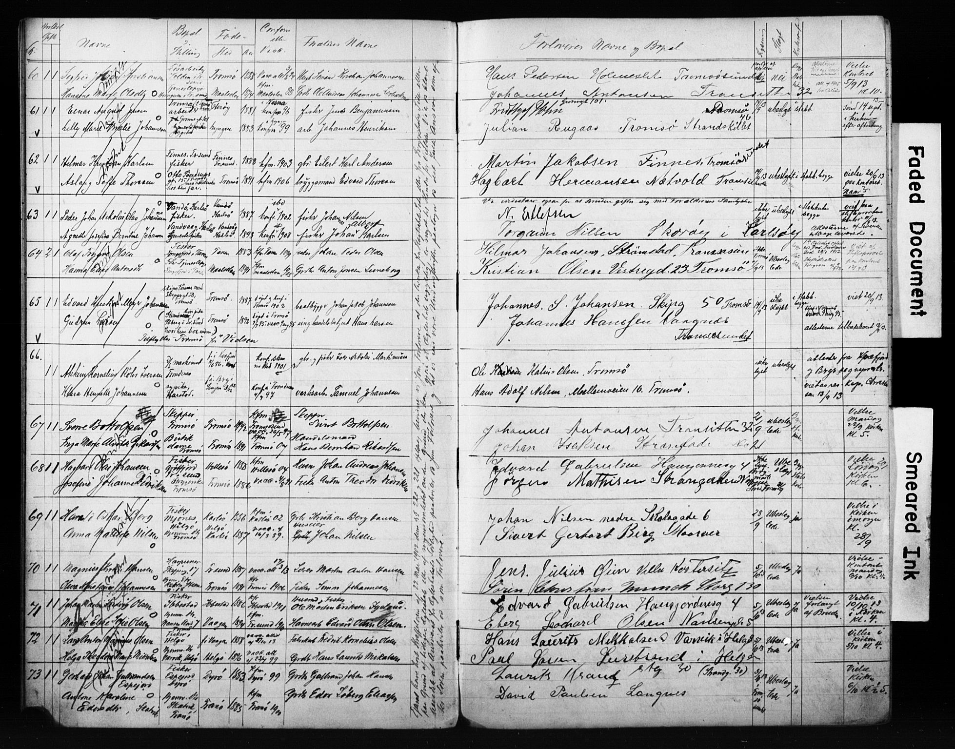 Tromsø sokneprestkontor/stiftsprosti/domprosti, AV/SATØ-S-1343/H/Hc/L0099/0007: Banns register no. 99.7, 1911-1915